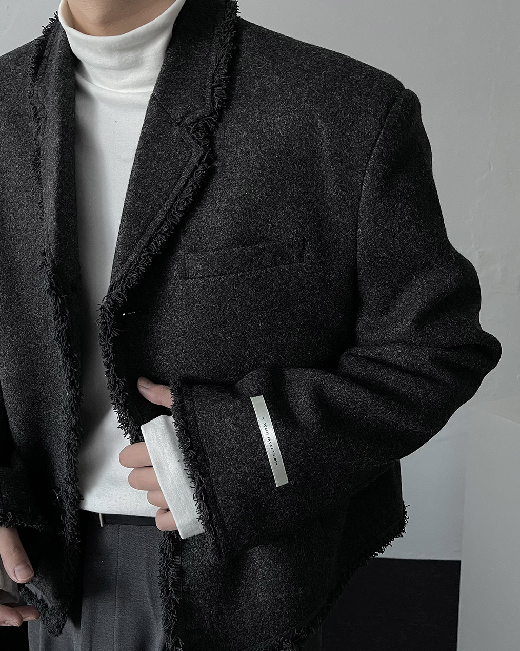 남자 테슬 크롭 자켓