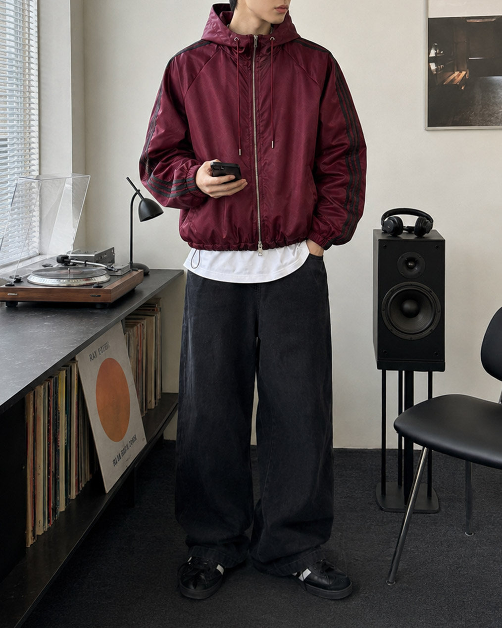 Unisex 투웨이 더블 라인 후드 바람막이 (2 colors)