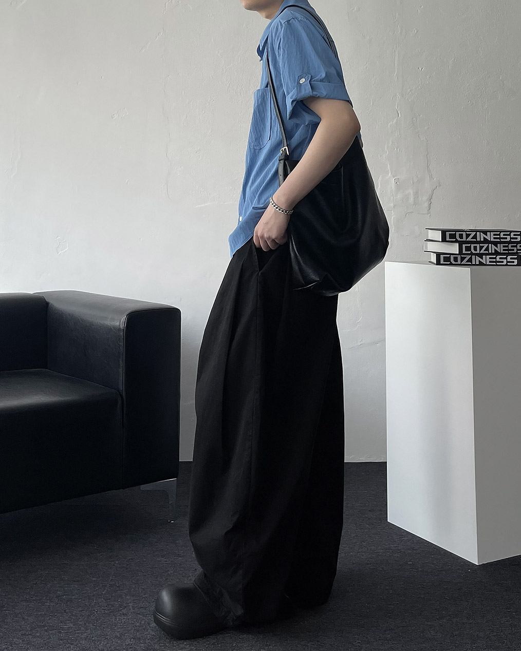 남자 데일리 레더 숄더백