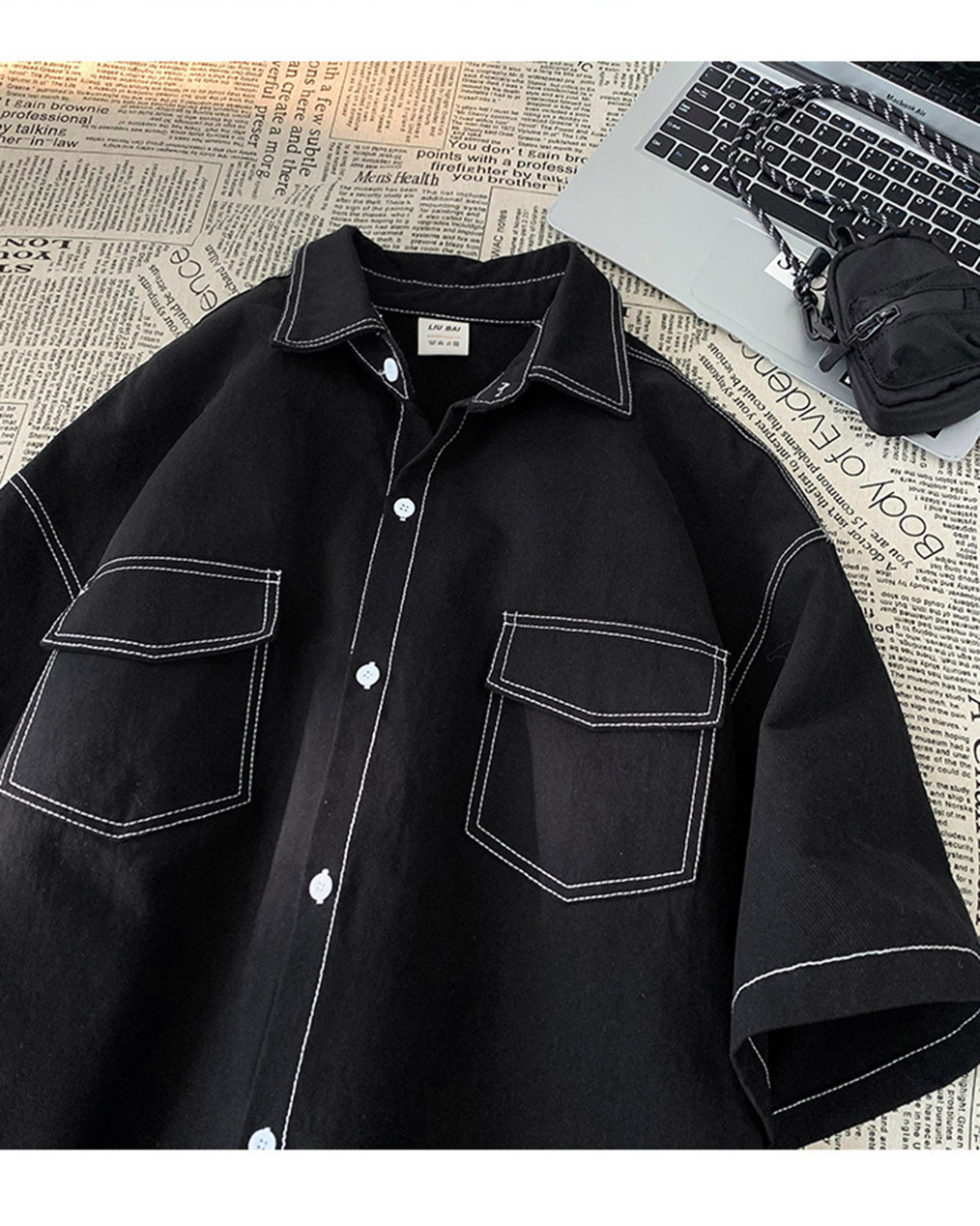 남자 오버핏 반팔 셔츠