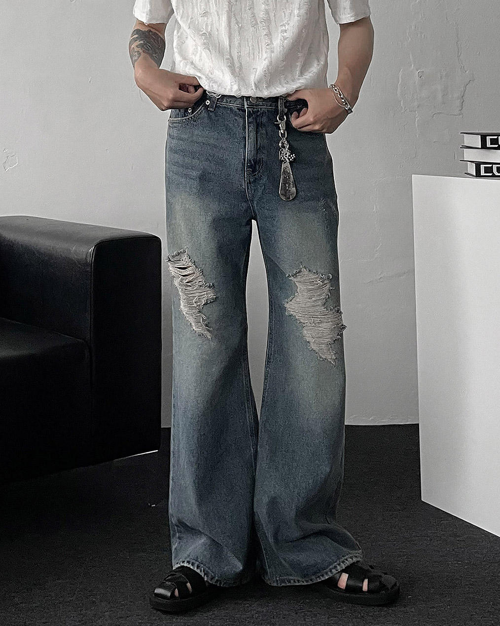 남자 세미 부츠컷 디스진