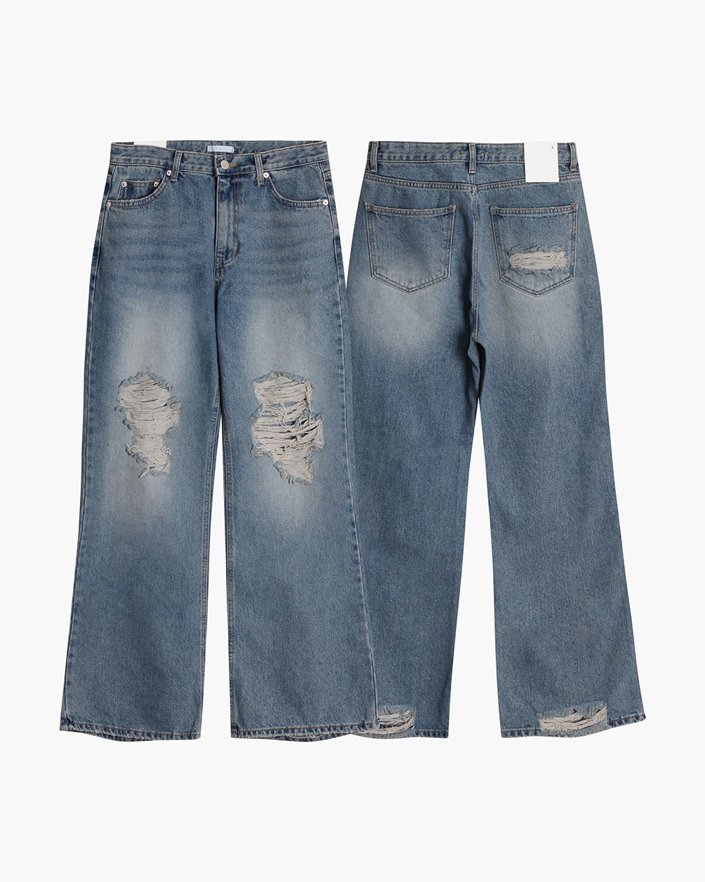 남자 디스트로이드 틴청 데님 팬츠