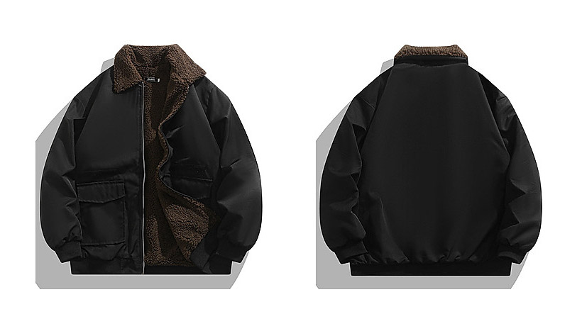 남자 오버핏 배색 양털 카라 자켓