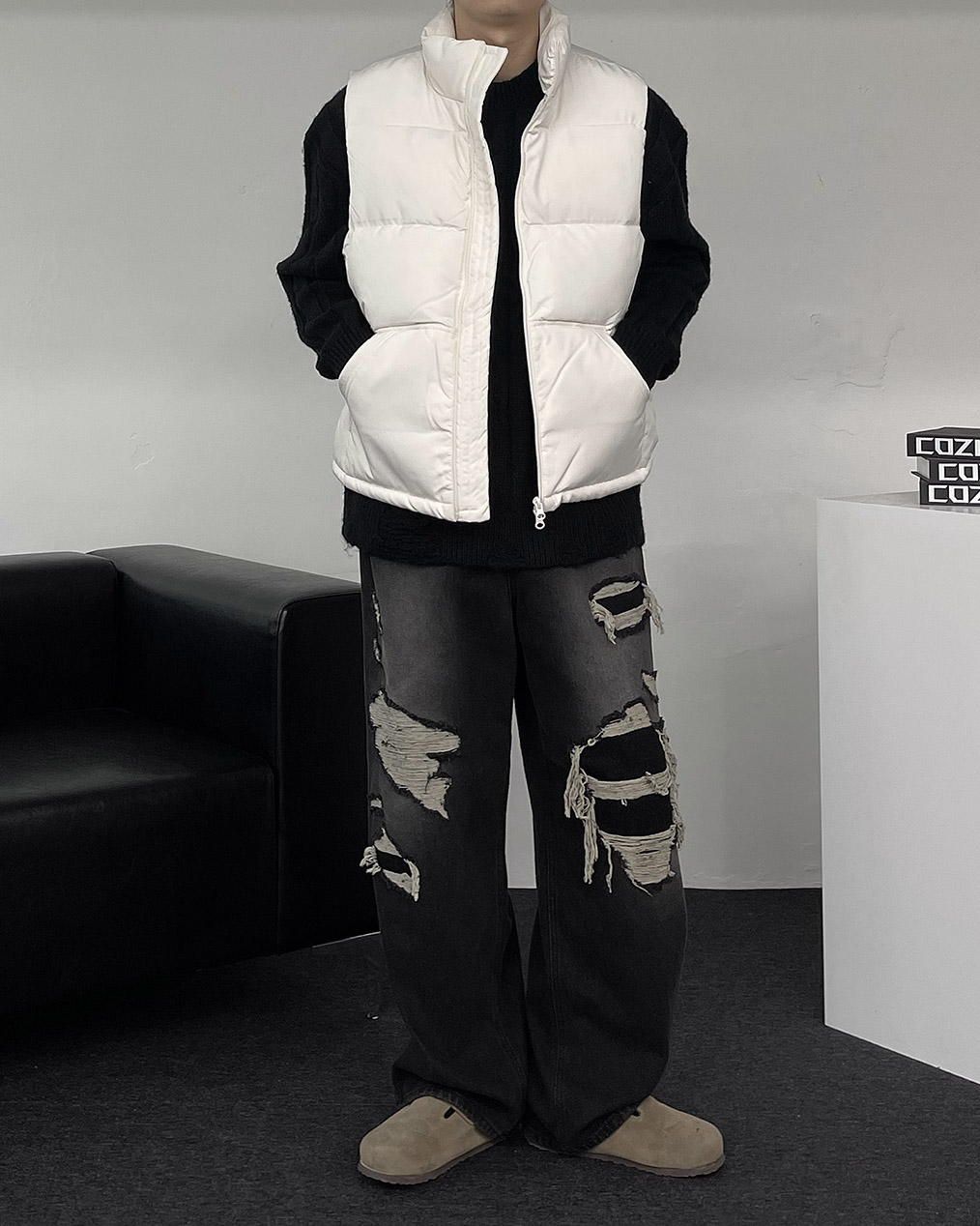 남자 투웨이 패딩 조끼