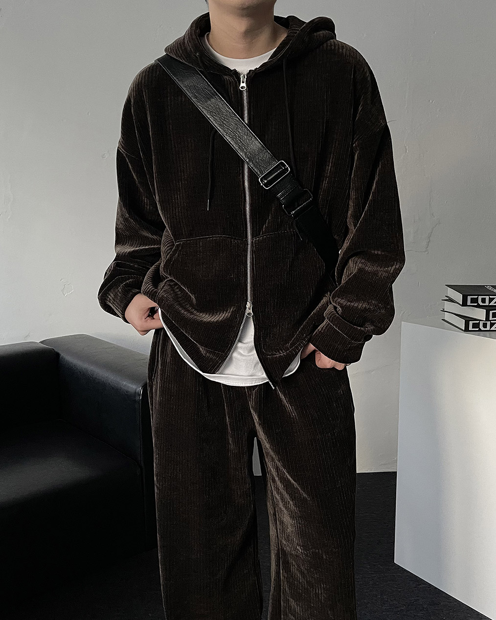 남자 오버핏 후드 집업