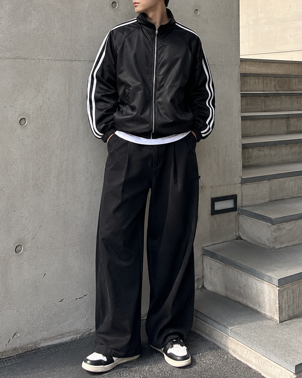 [당일출고] Unisex 더블 라인 윈드브레이커 (2 colors)