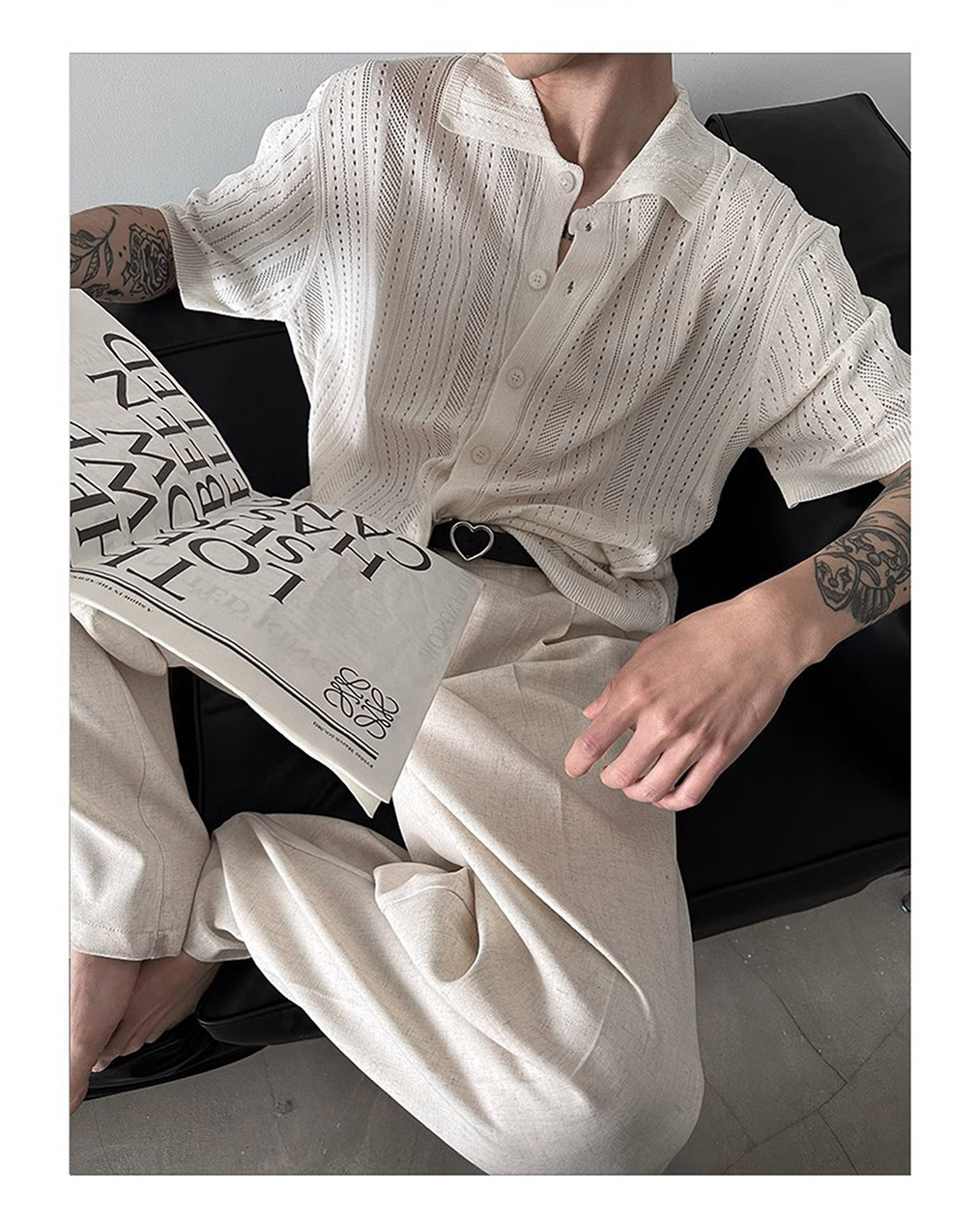 남자 여름 휴양지 반팔 니트 가디건