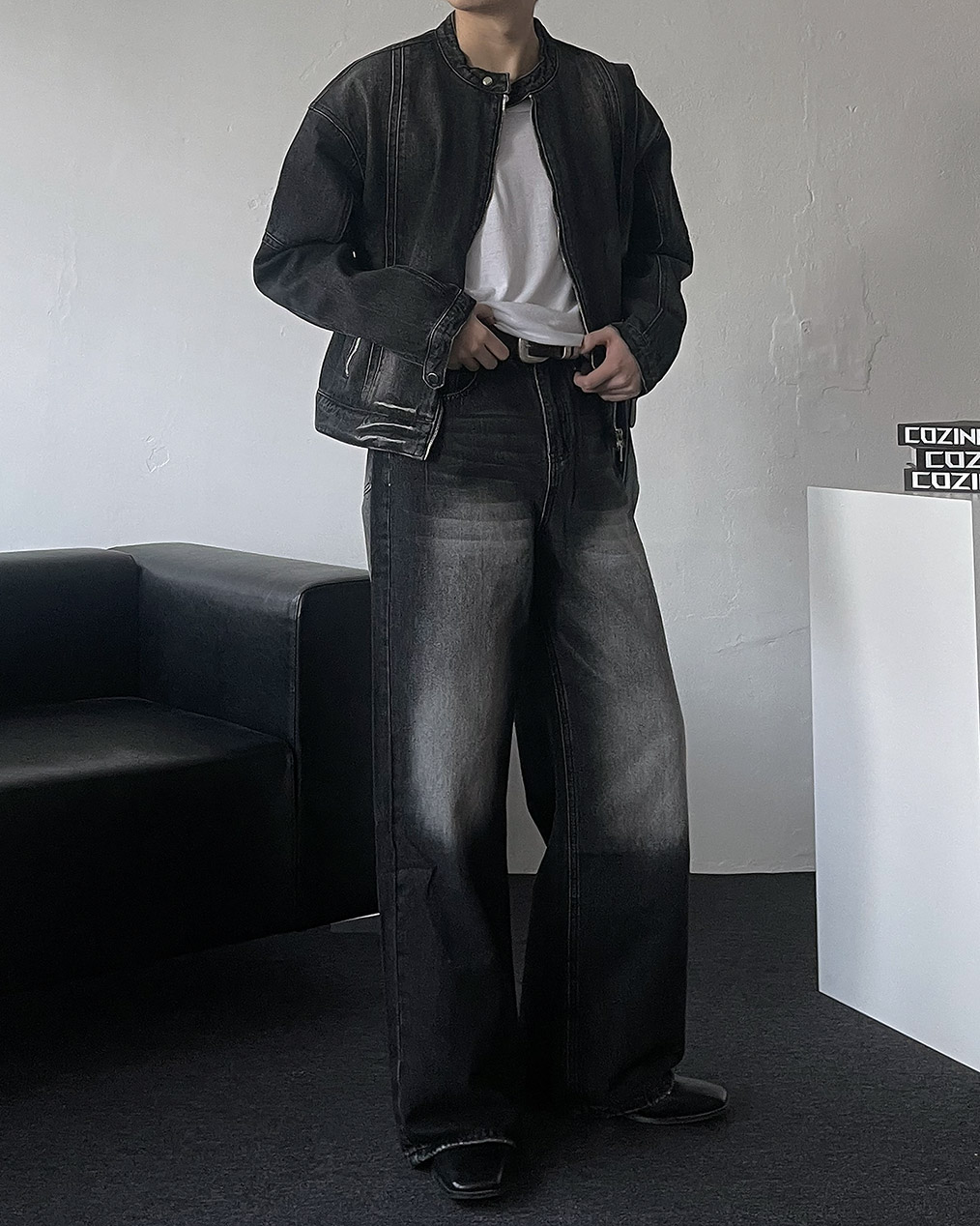 남자 크롭 청자켓