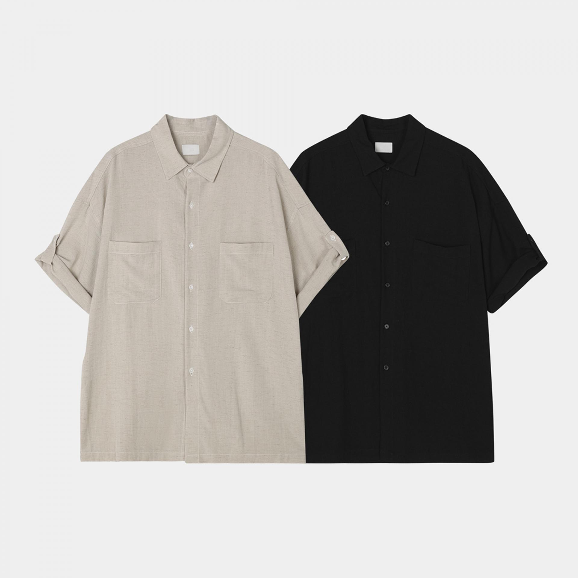 남자 린넨 롤업 셔츠