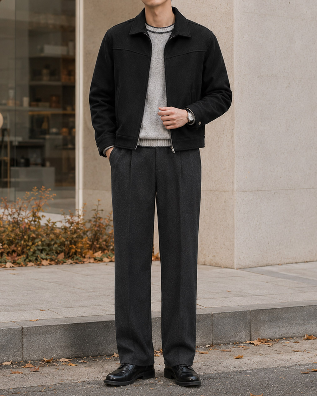 [당일출고] 미니멀 스웨이드 오버 크롭 자켓 (2color)