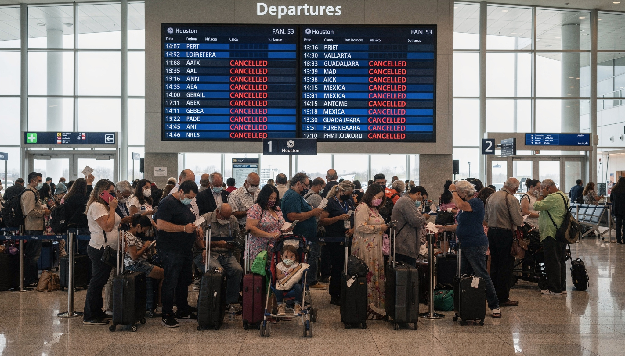 휴스톤 공항 멕시코 항공편 취소