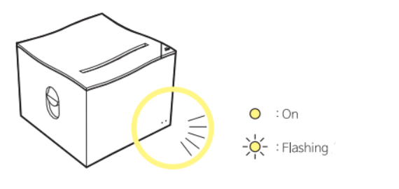 While the printing data are transmitted, the LED at the front of the Nemonic Label printer blinks.
