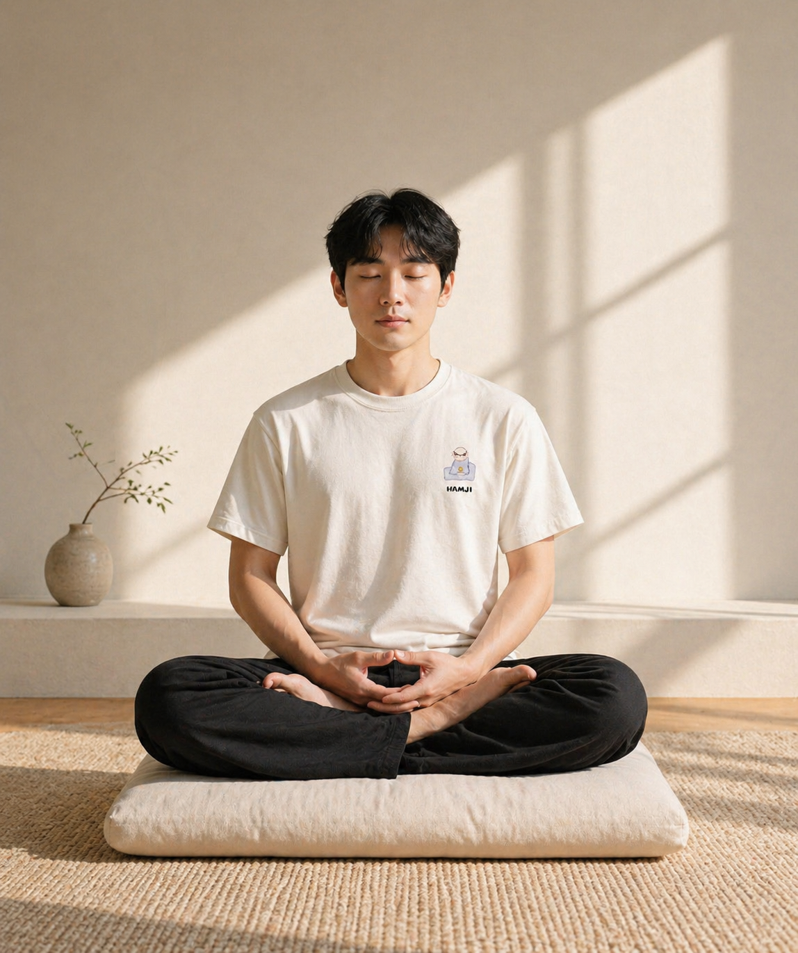 함지 티셔츠, 반팔 티셔츠 수행 참선 템플스테이 티셔츠.