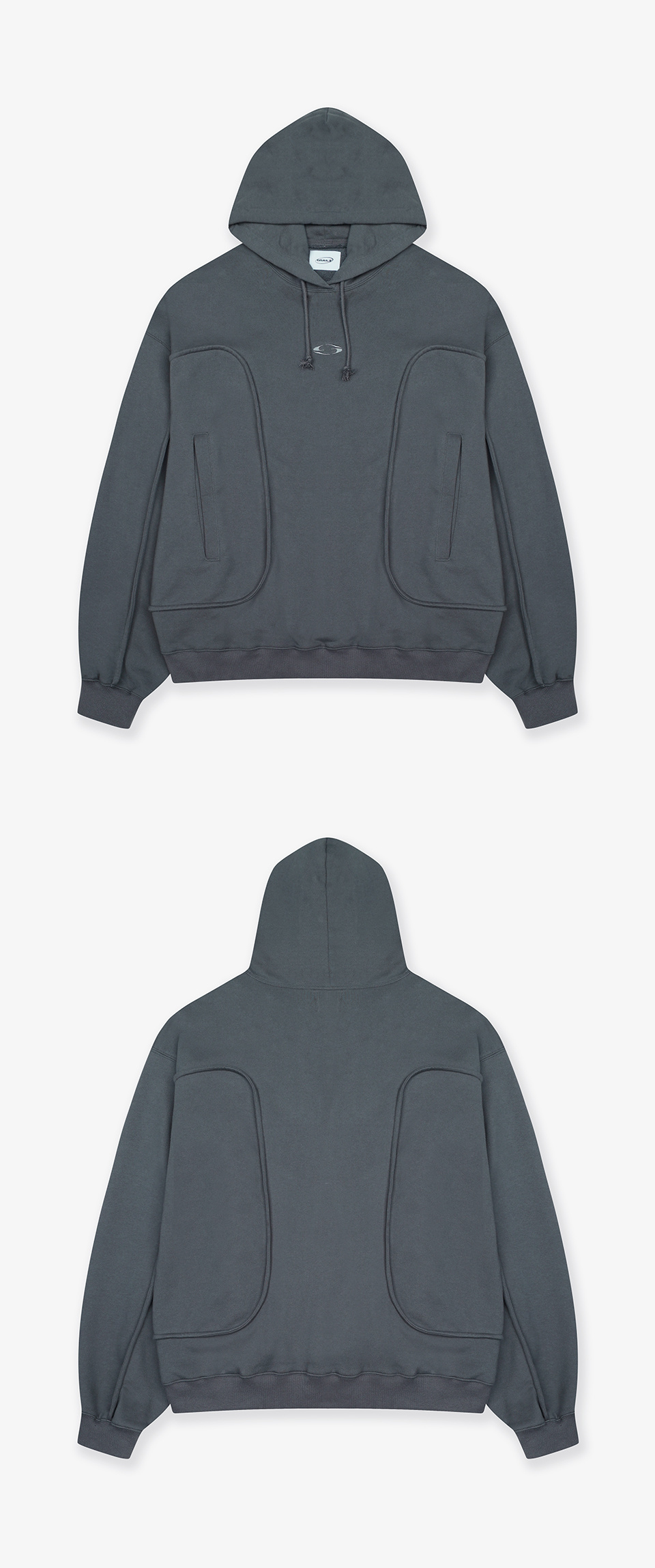 RIPPED GEOMETRY HOODIE [GREY] : GRAILZ