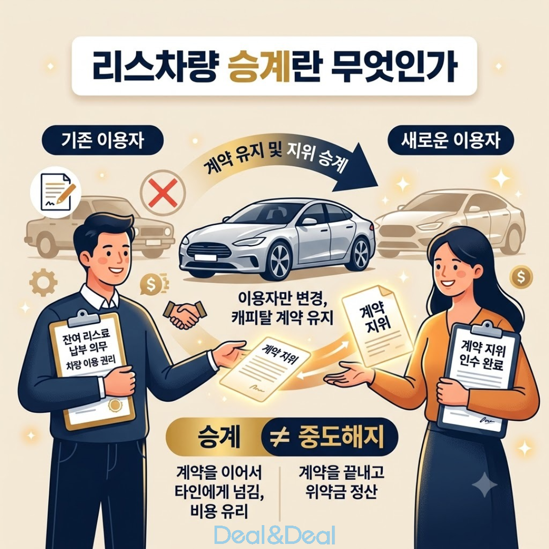 리스차량 승계의 개념을 설명하는 인포그래픽