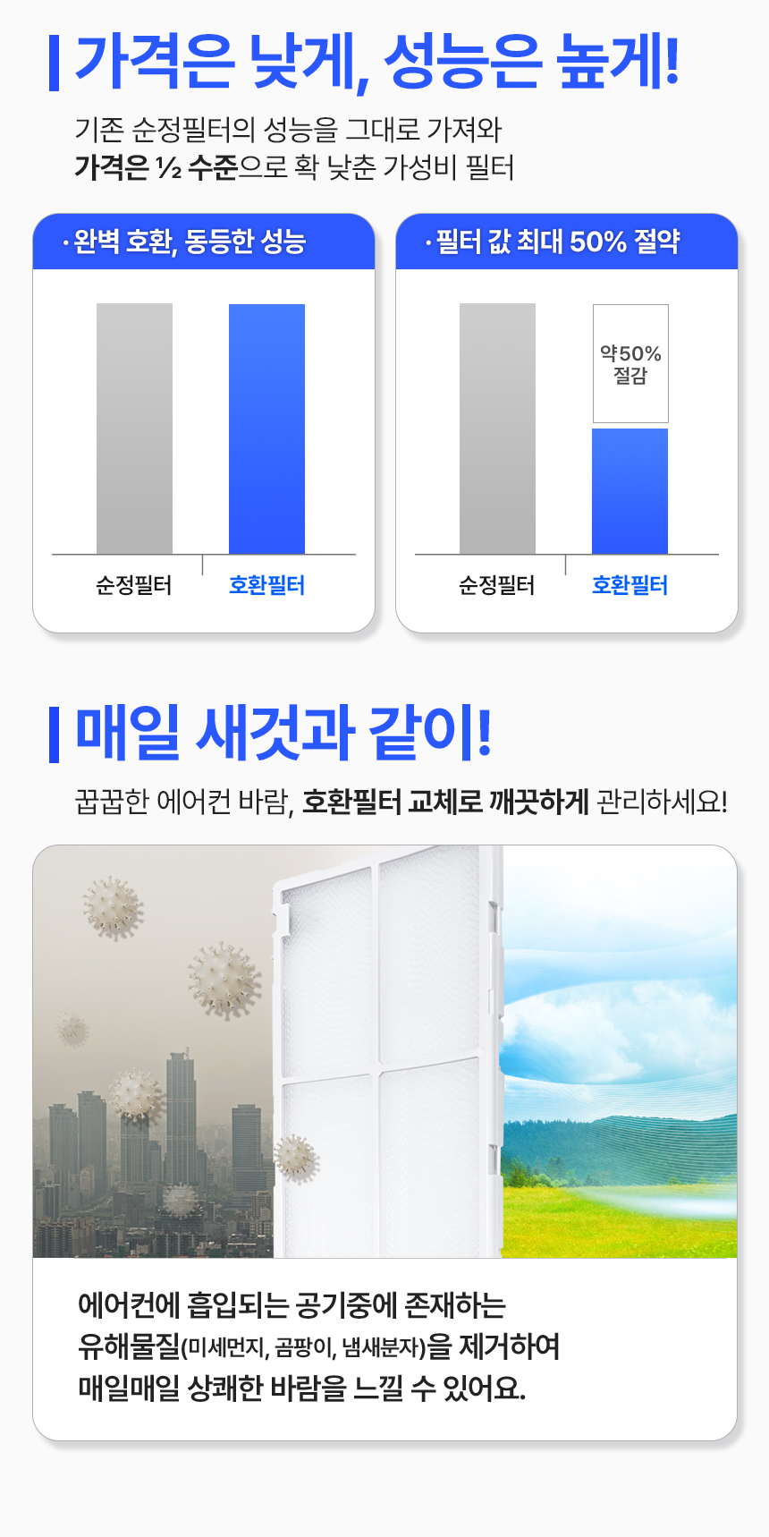 [무료배송] LG 휘센 듀얼 스탠드 에어컨 필터 세트