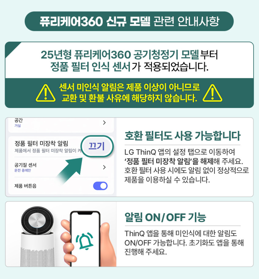 LG 퓨리케어360 공기청정기 필터 3종