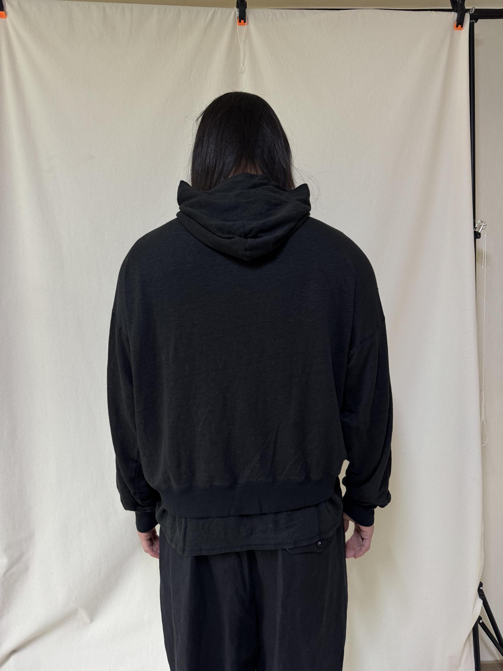 Linen jersey hooded zip