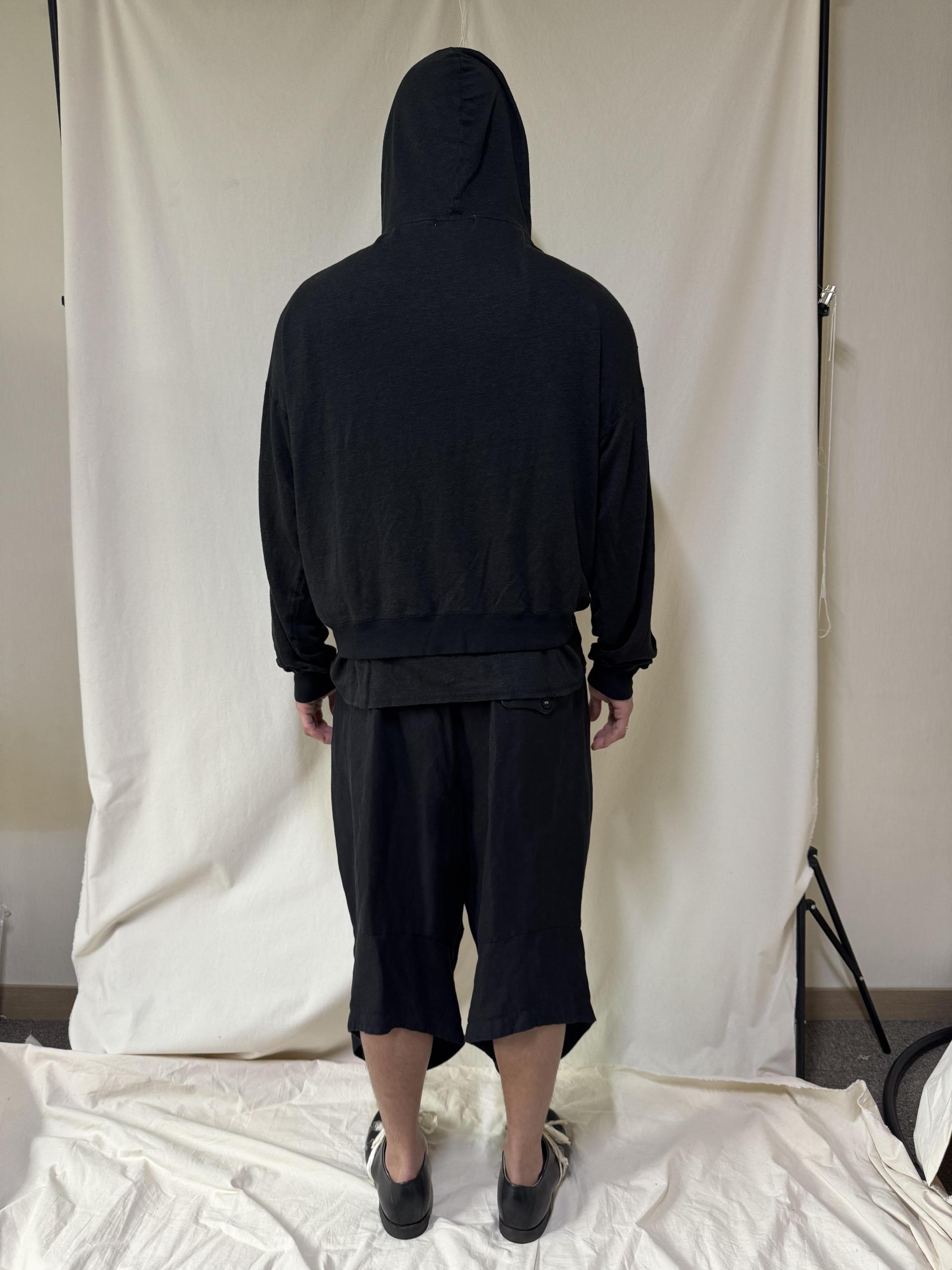 Linen jersey hooded zip