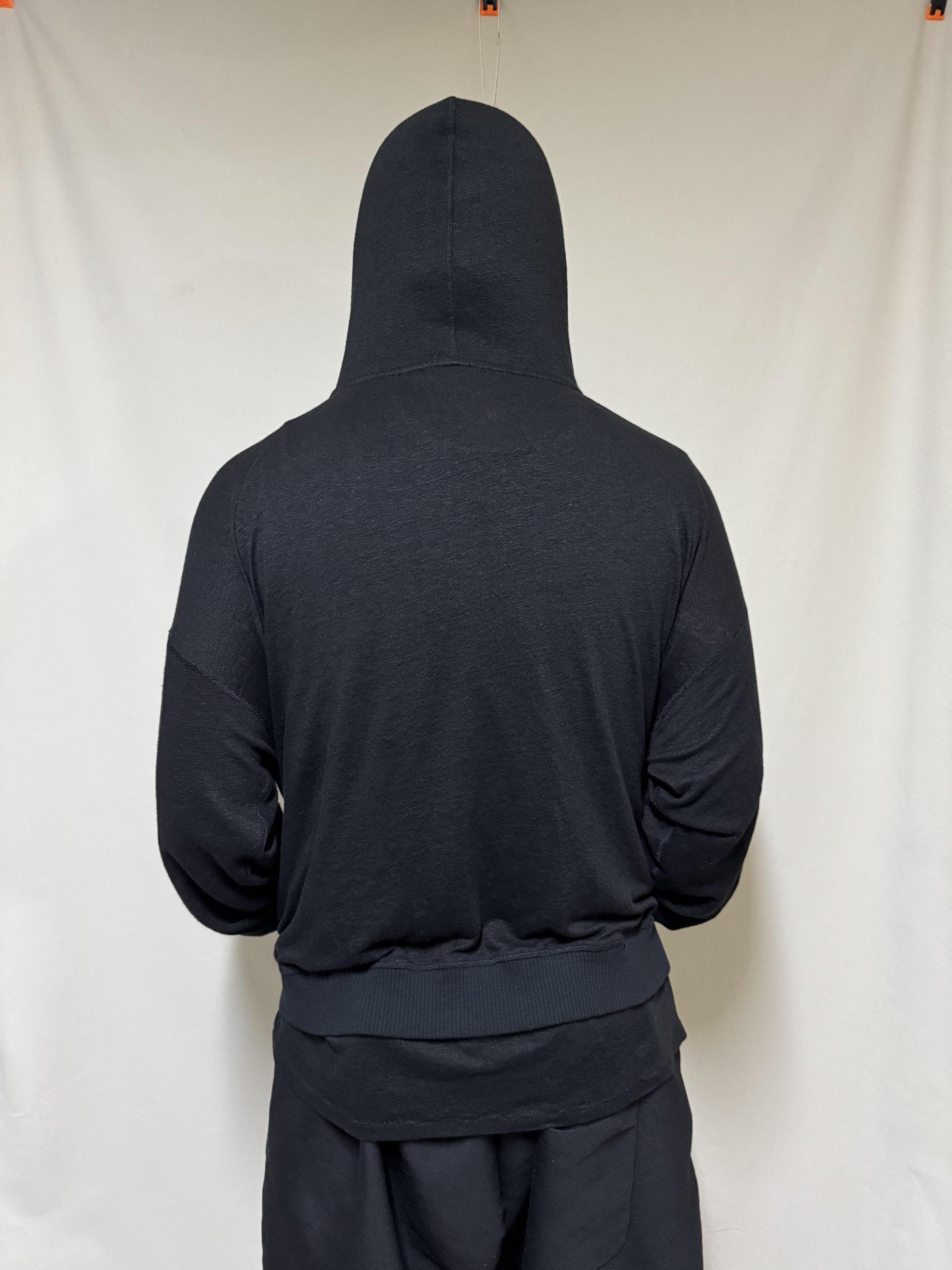Linen jersey hooded zip