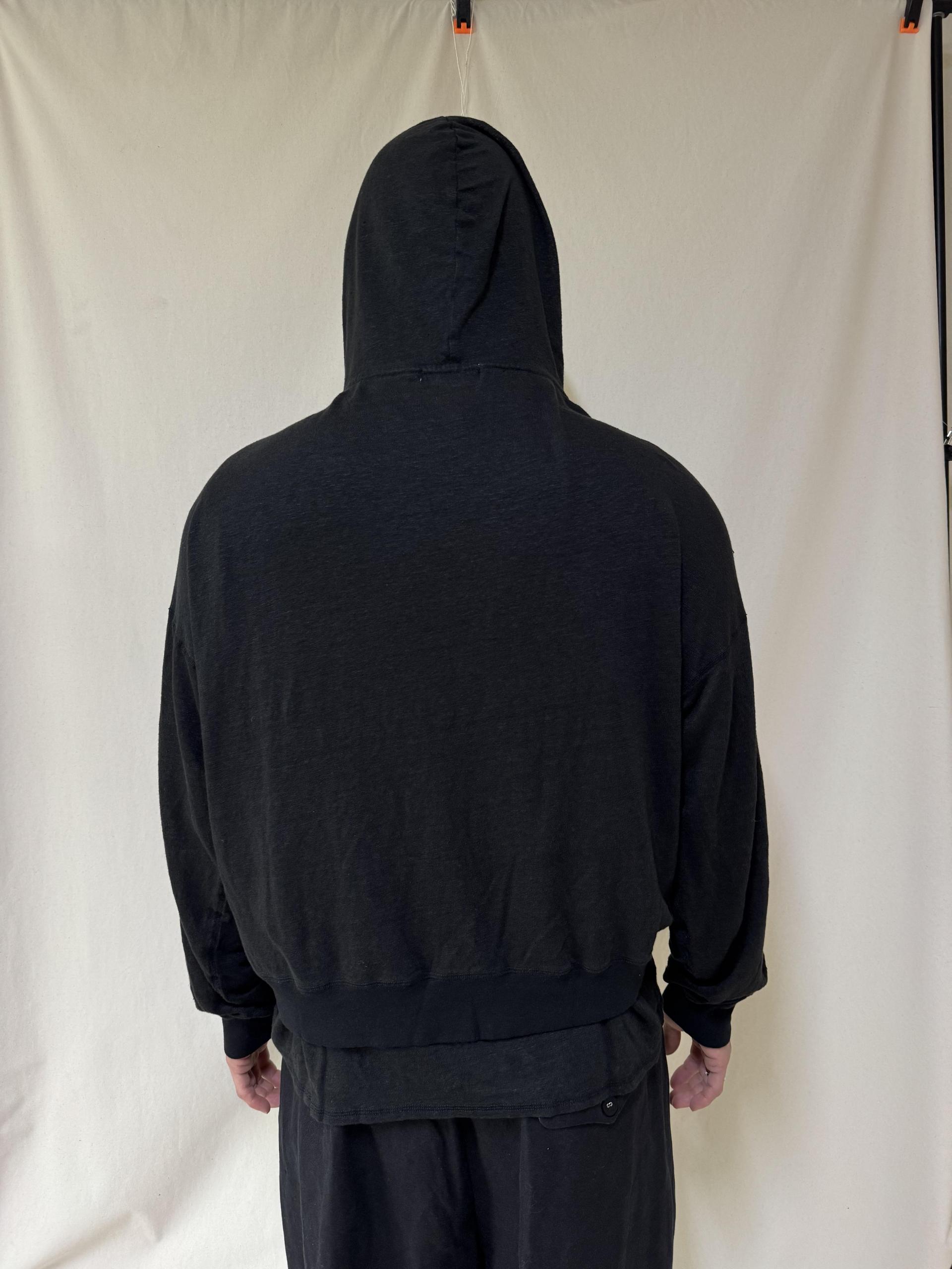 Linen jersey hooded zip