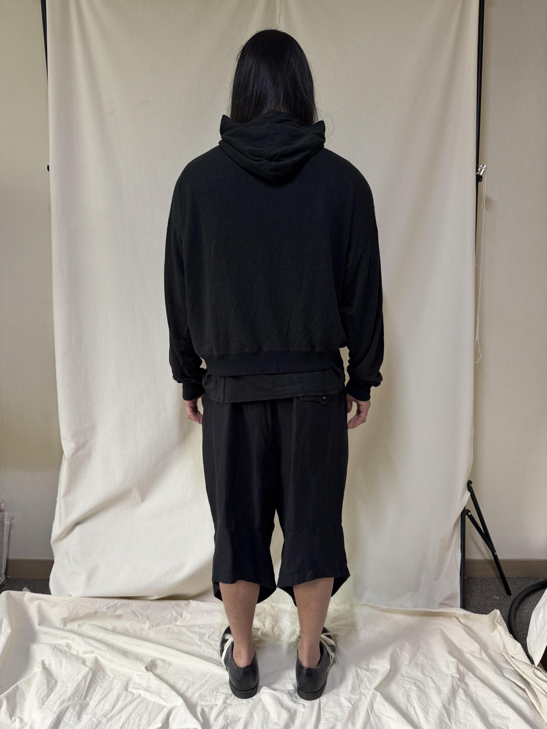 Linen jersey hooded zip