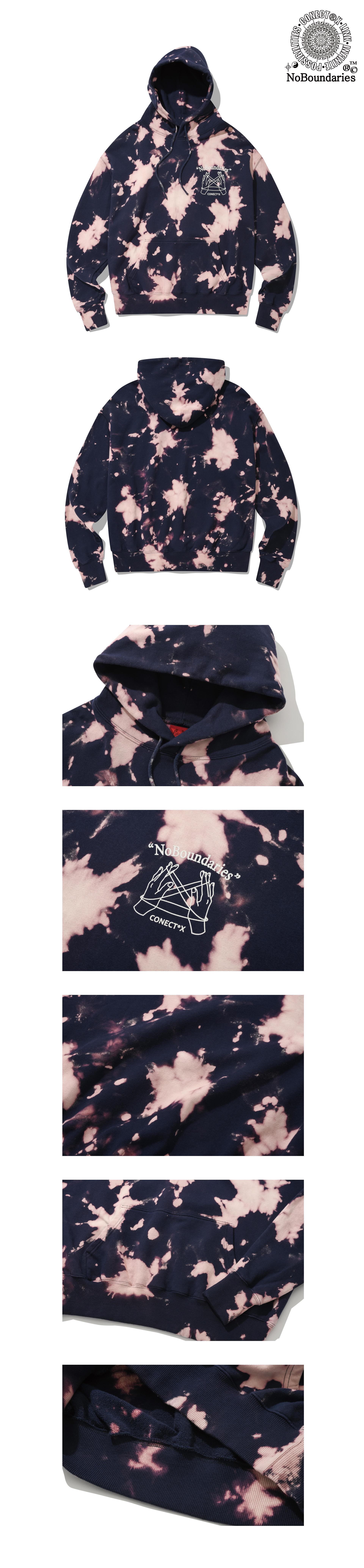 Hand Bleached One&Only Oversized Hoodie (navy pink ver.)