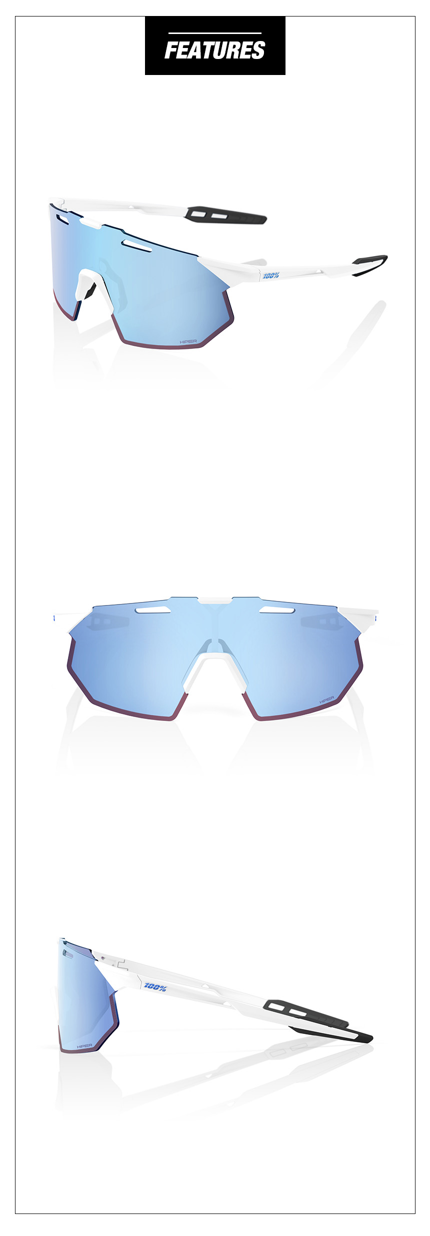 HYPERCRAFT SQ - Soft Tact White - HiPER Blue Multilayer Lens (60001-00004)
