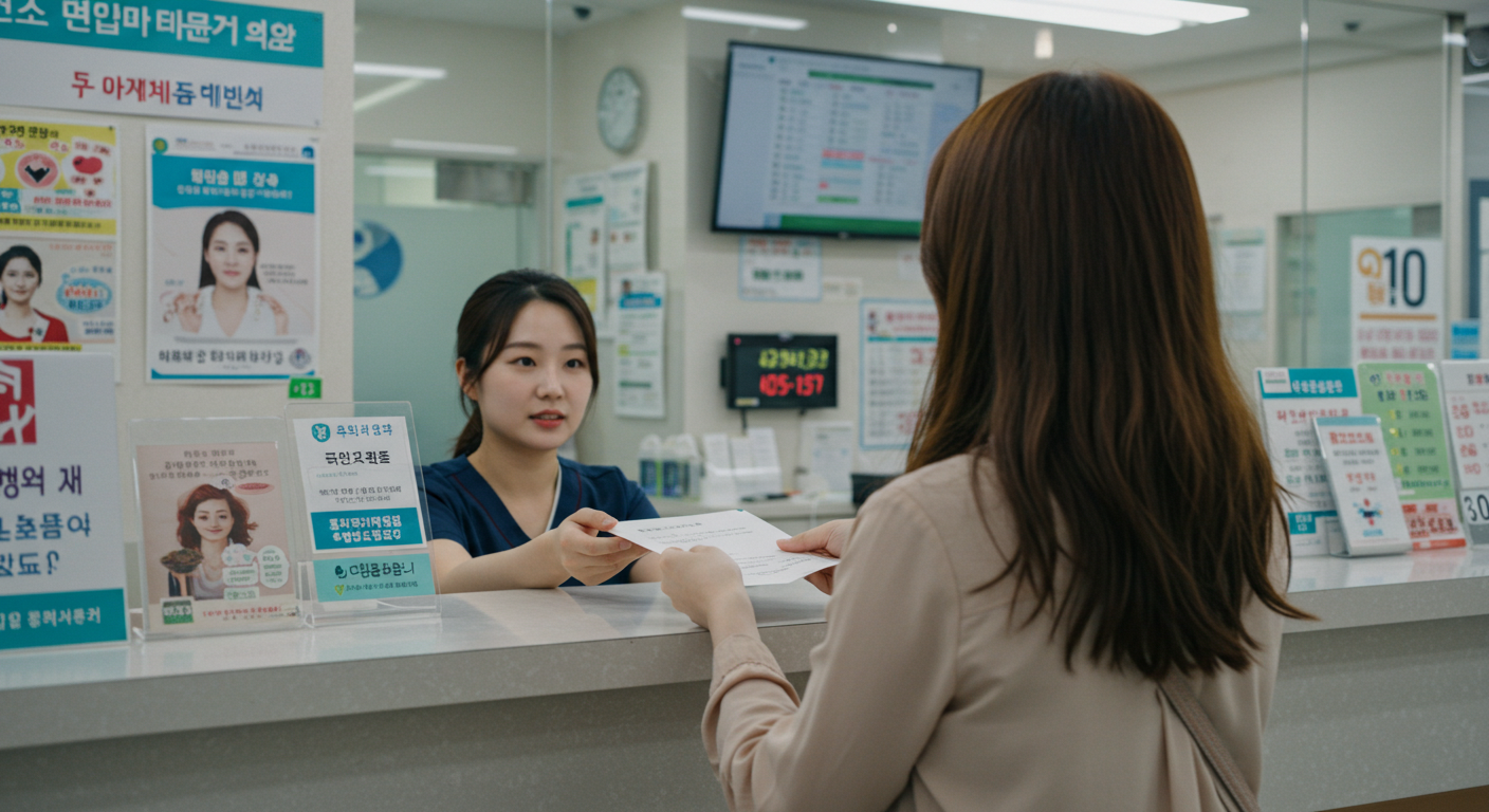 보건증 발급받고 있는 20대 여자 사진