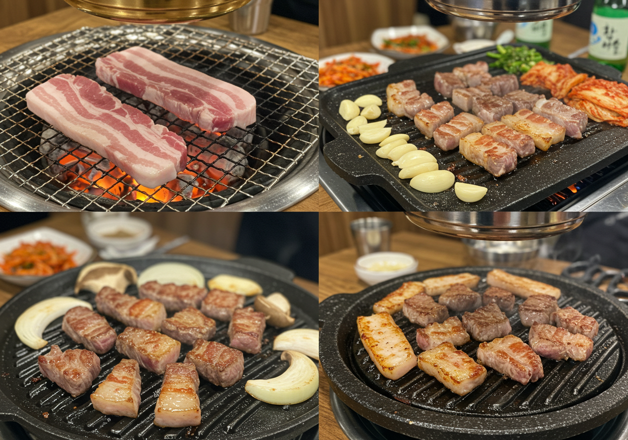 삼겹살 맛집 4컷 사진