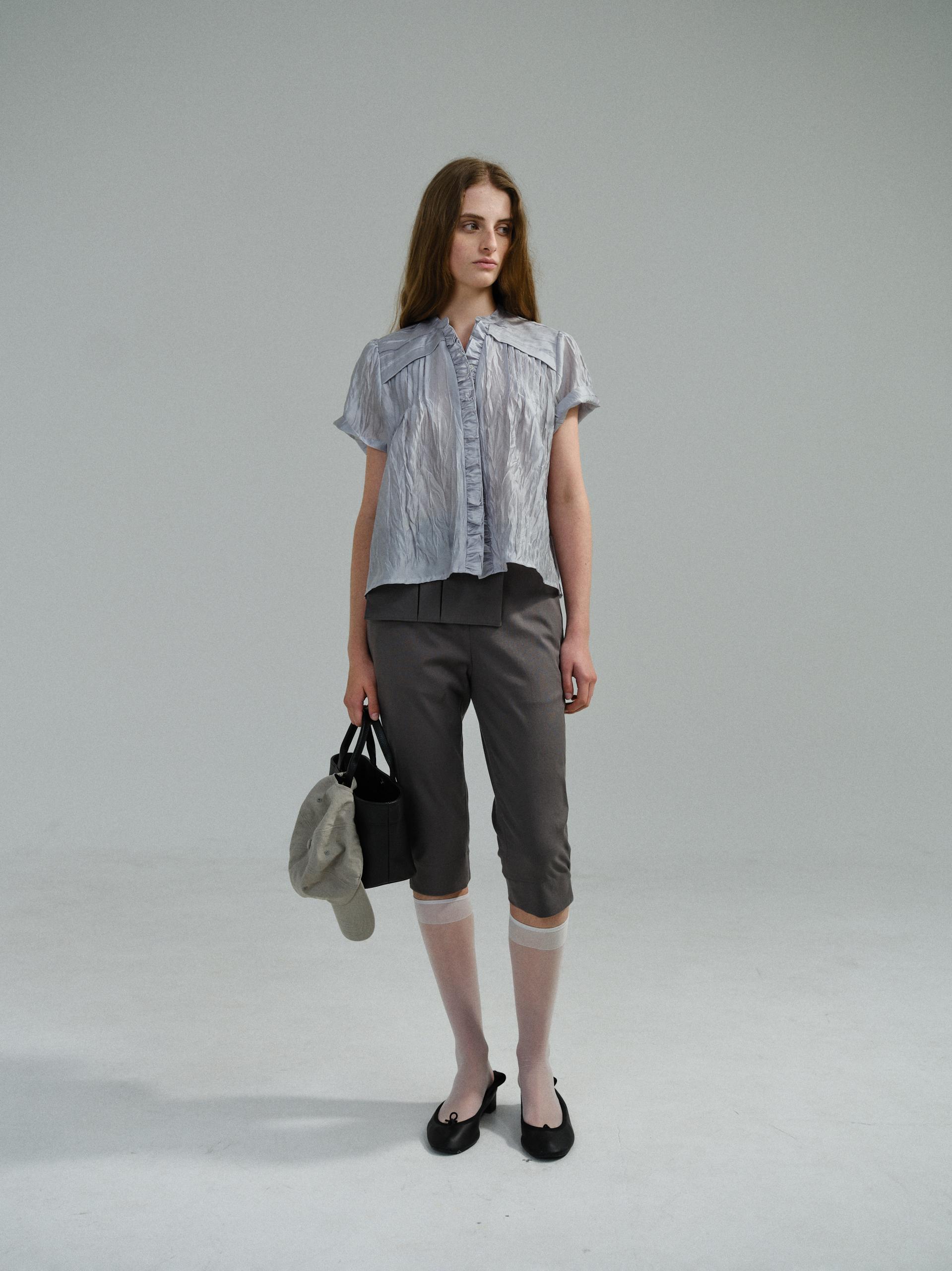 frill pintuck blouse (silver)