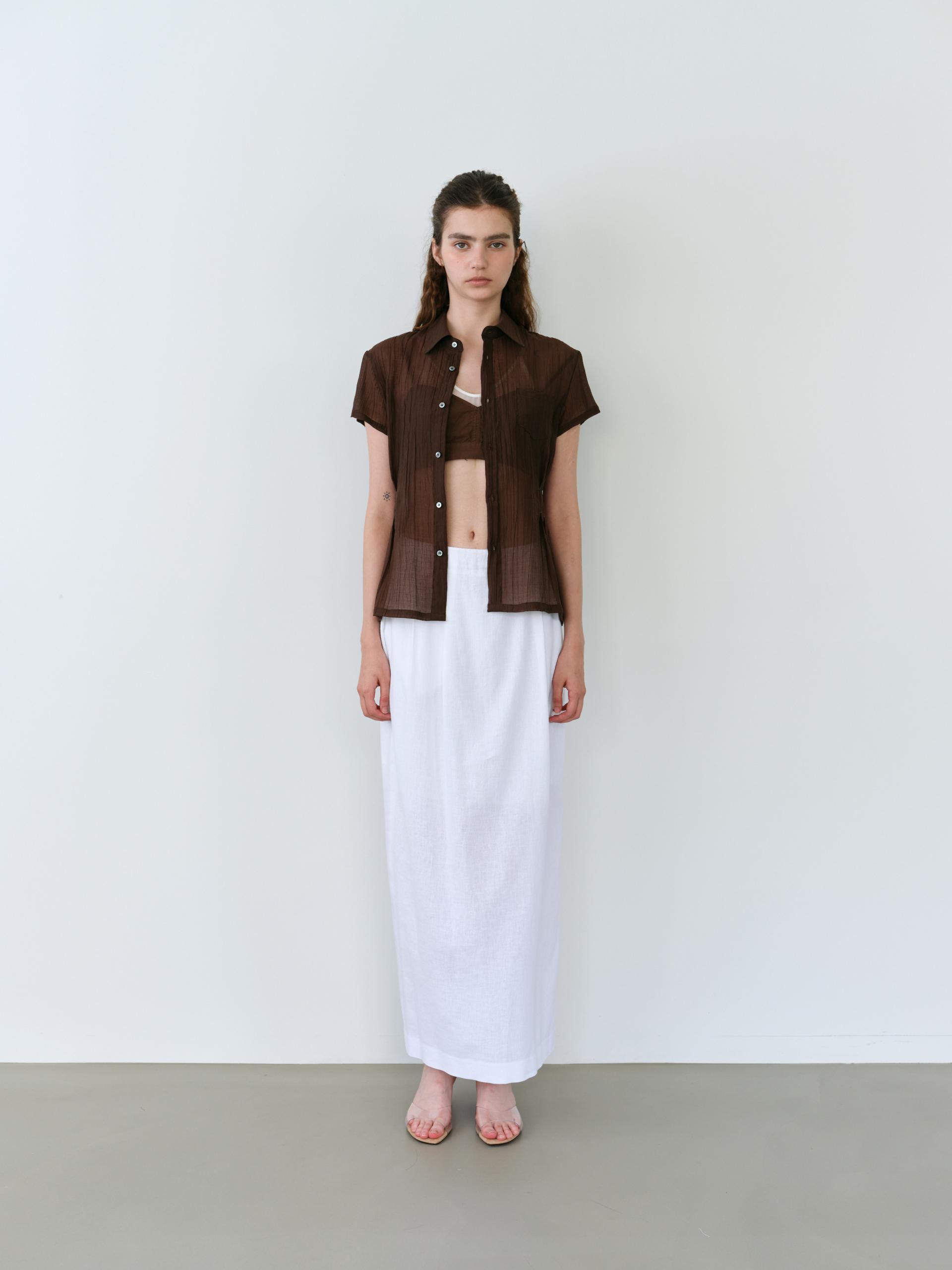 tuck maxi skirt (white)