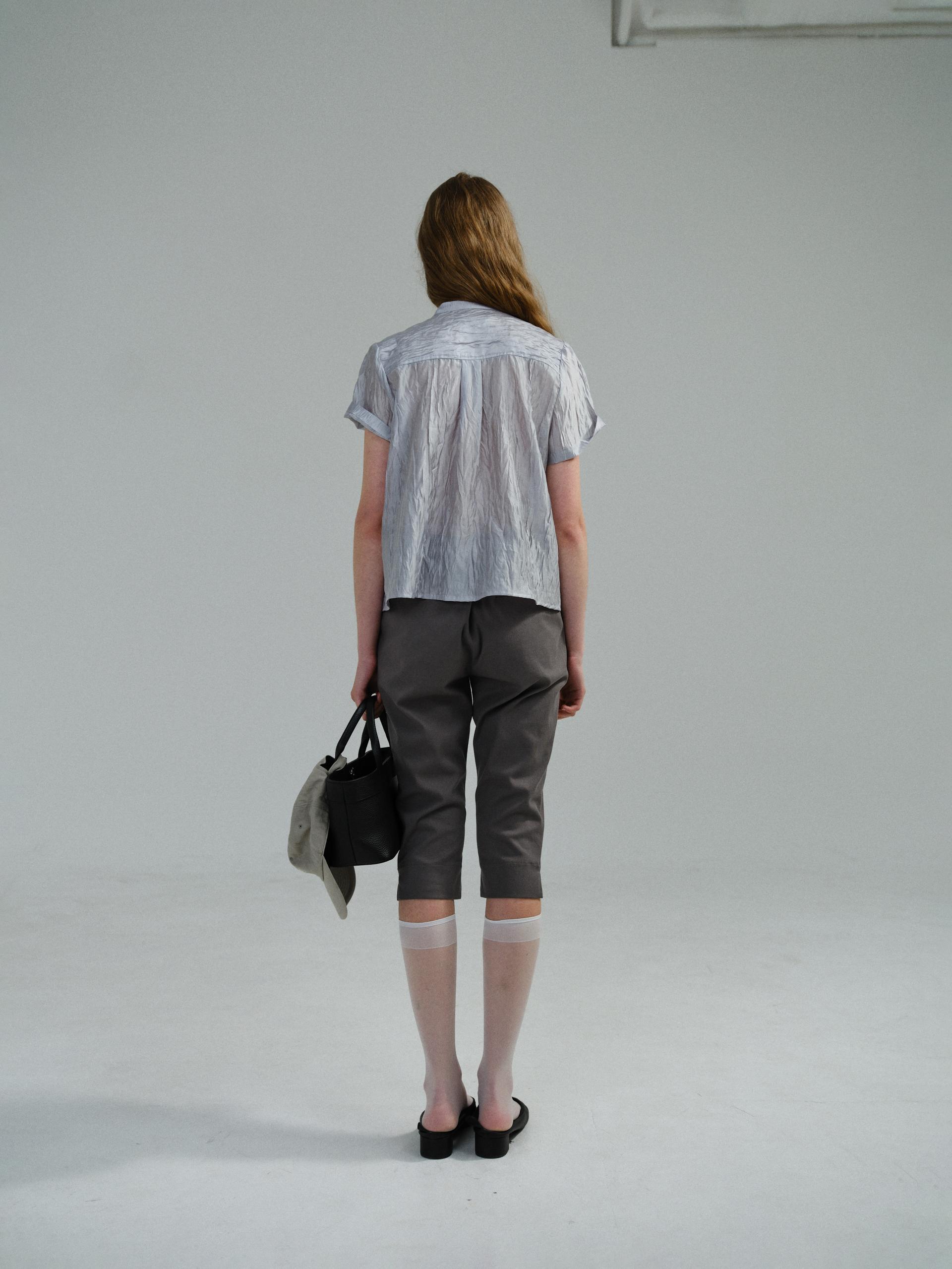 frill pintuck blouse (silver)