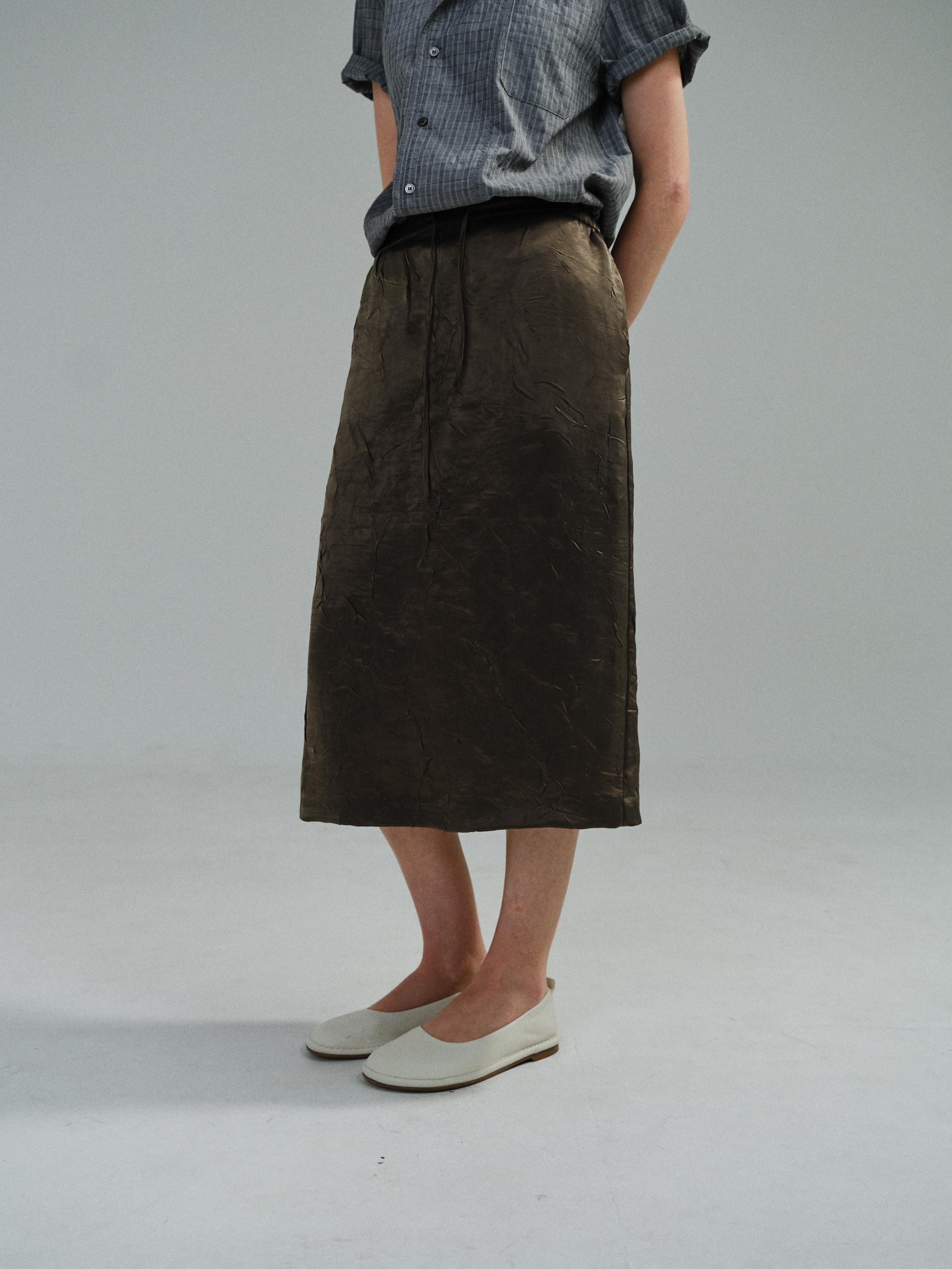putty satin skirt (brown)