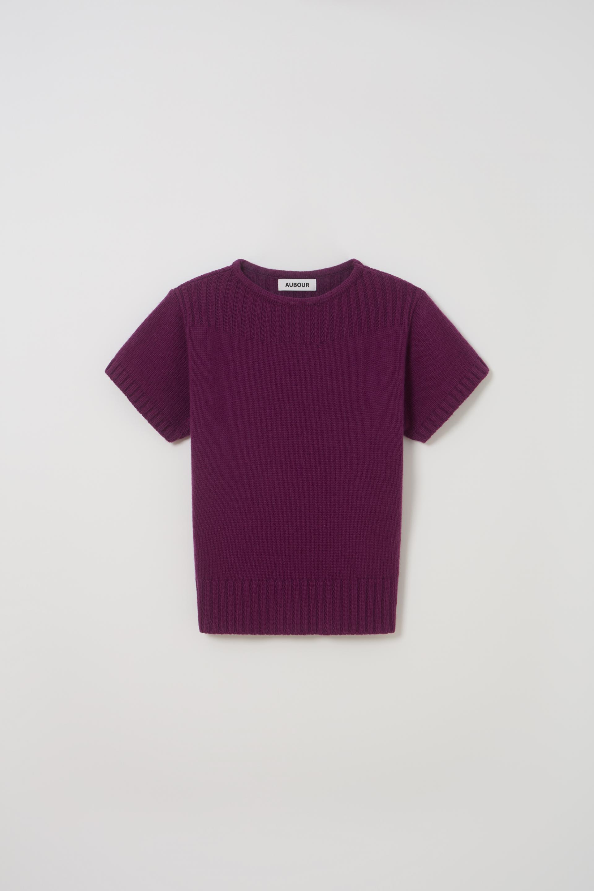[2차 재입고] boat-neck half knit (purple)