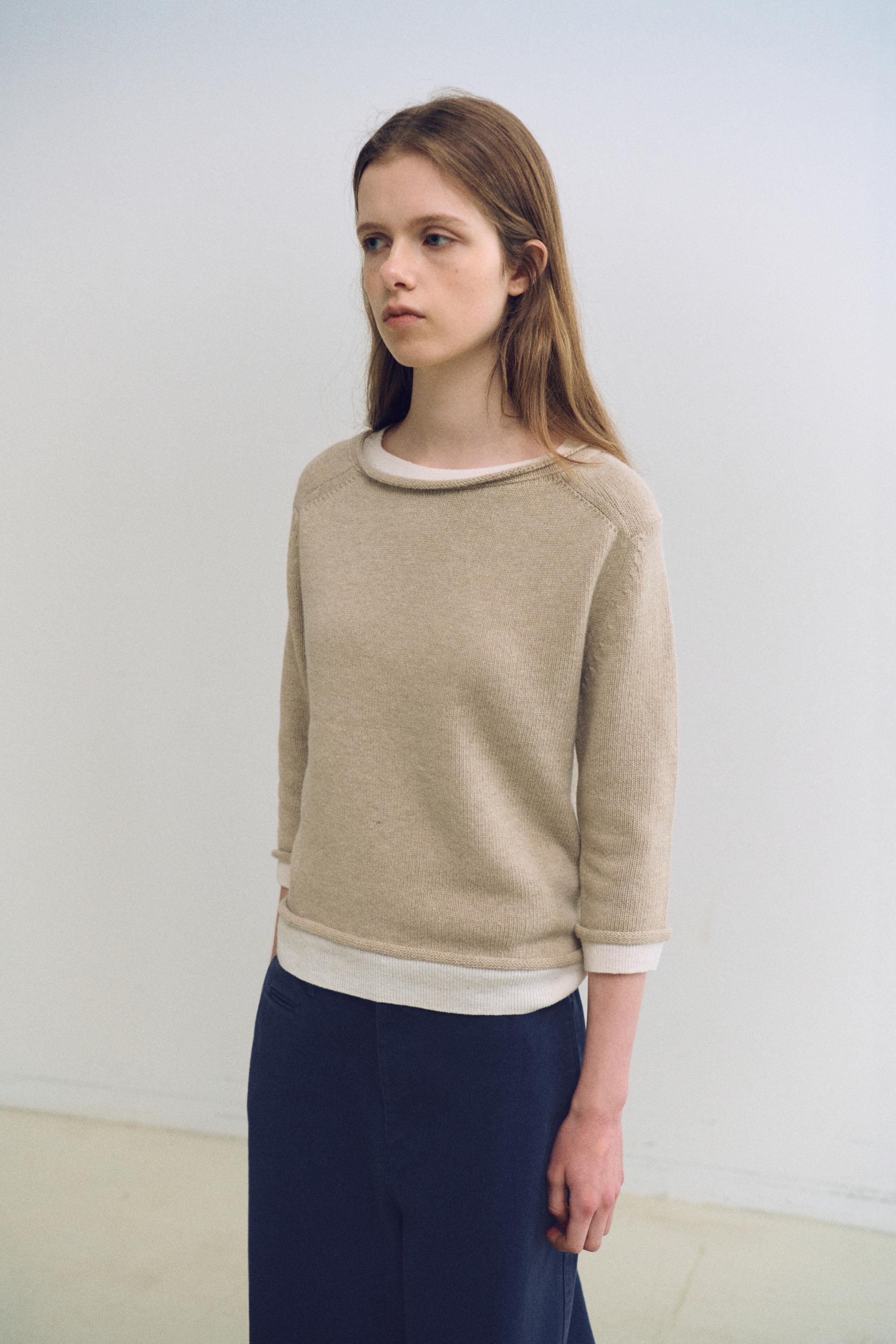 layered roll knit (beige)