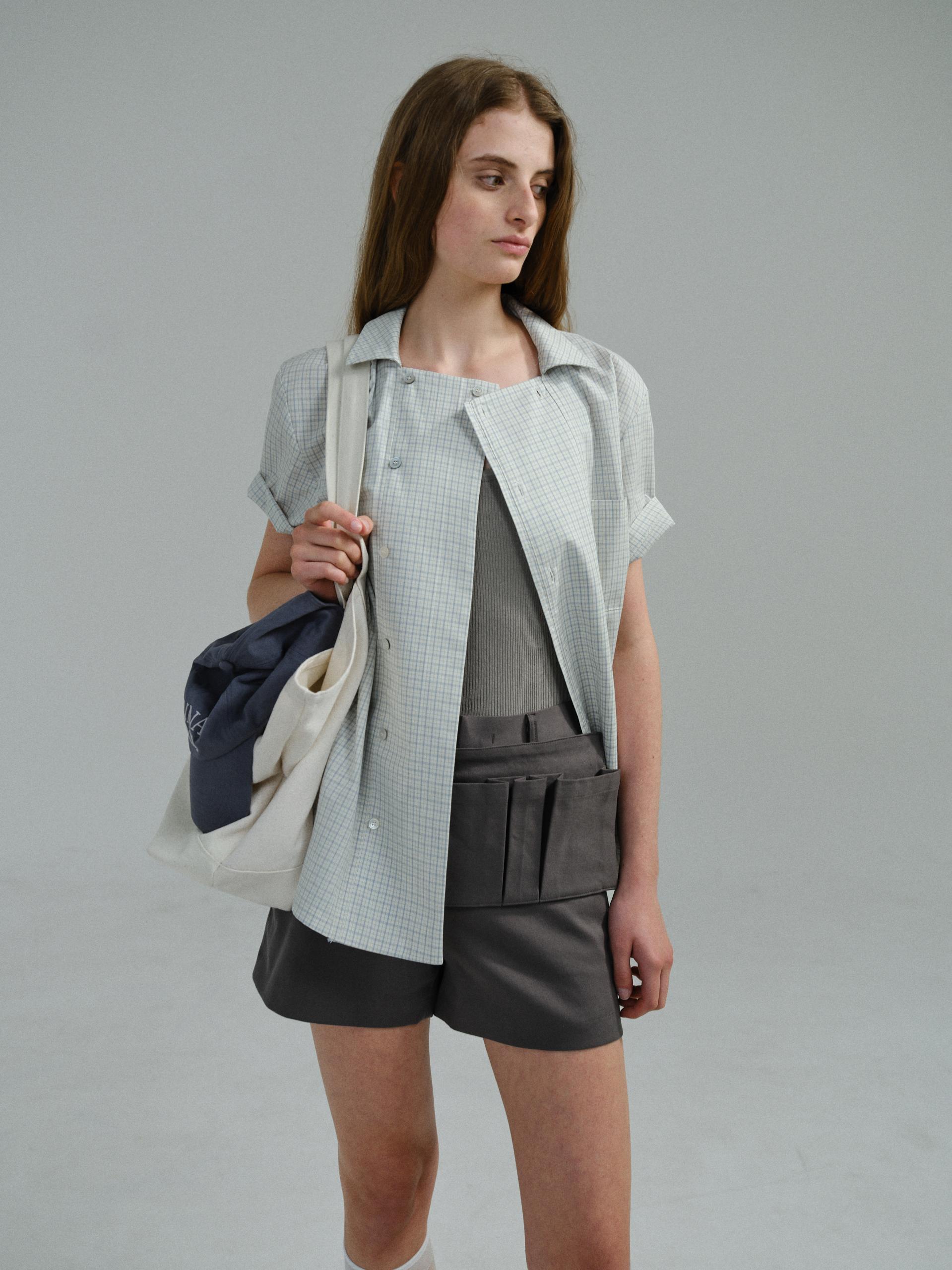 double structure shirt (blue check)