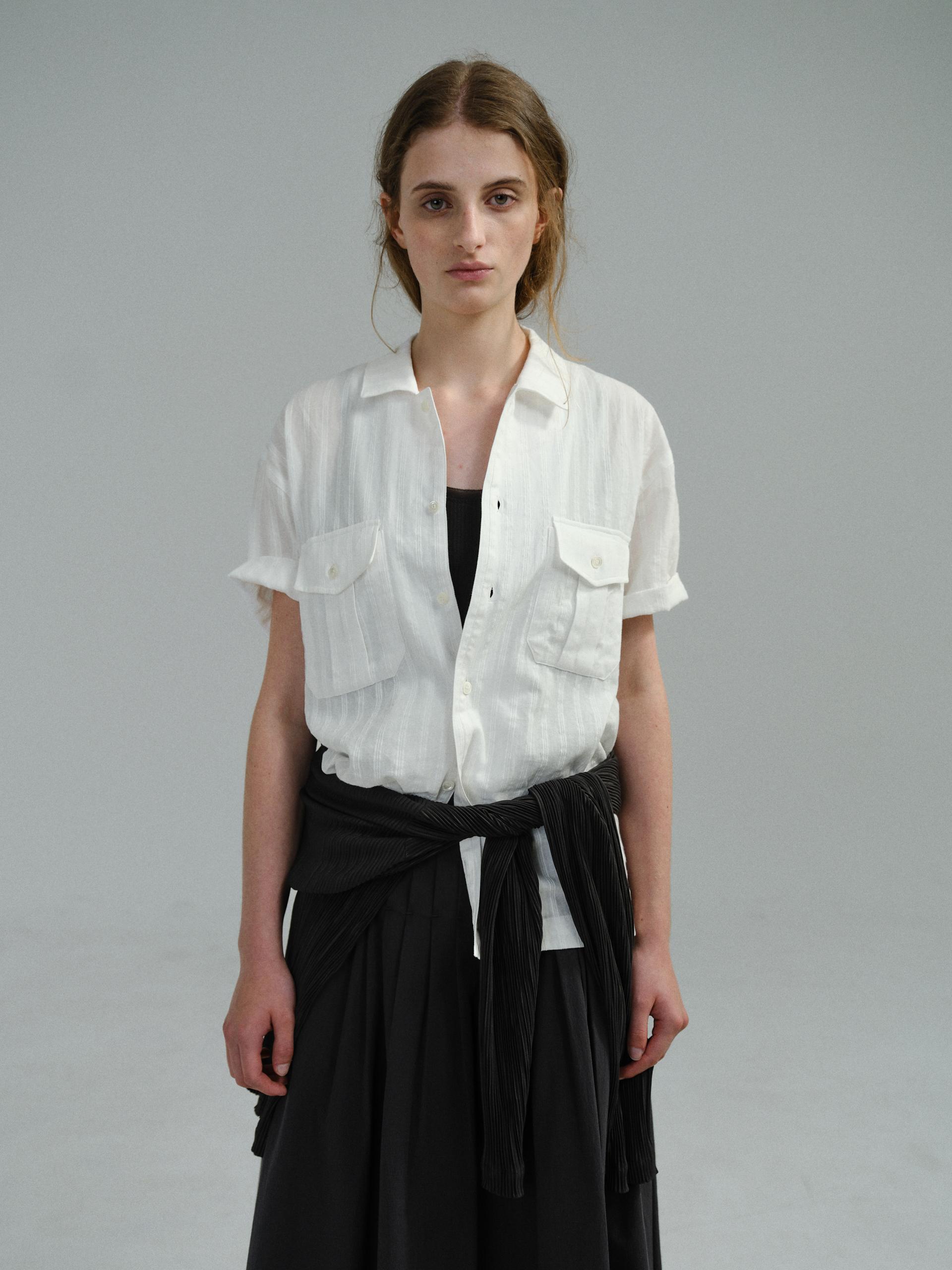 [10차 재입고] wrinkled lapel shirts (white stripe)