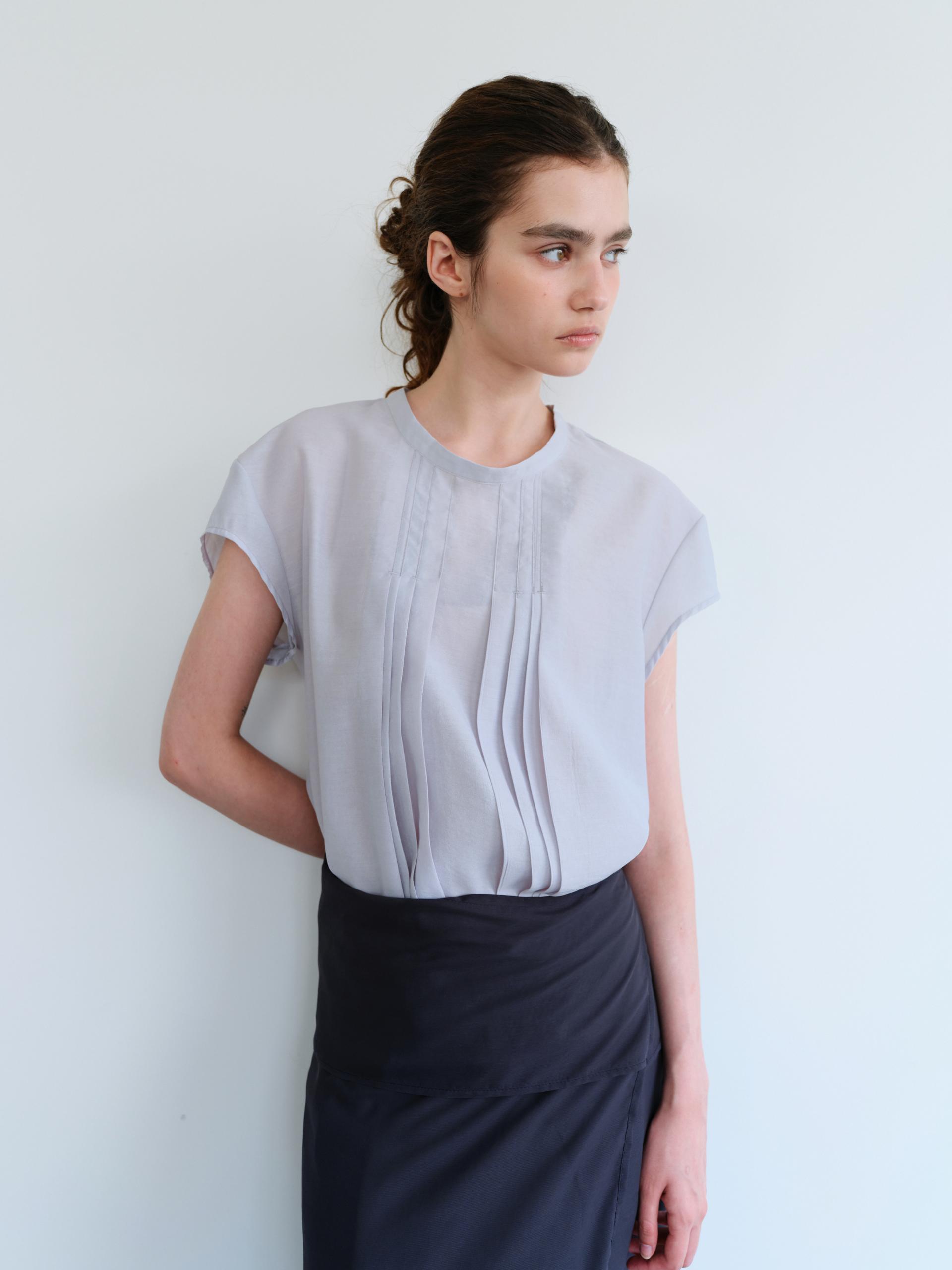 [4차 재입고] veil pleats blouse (mist)