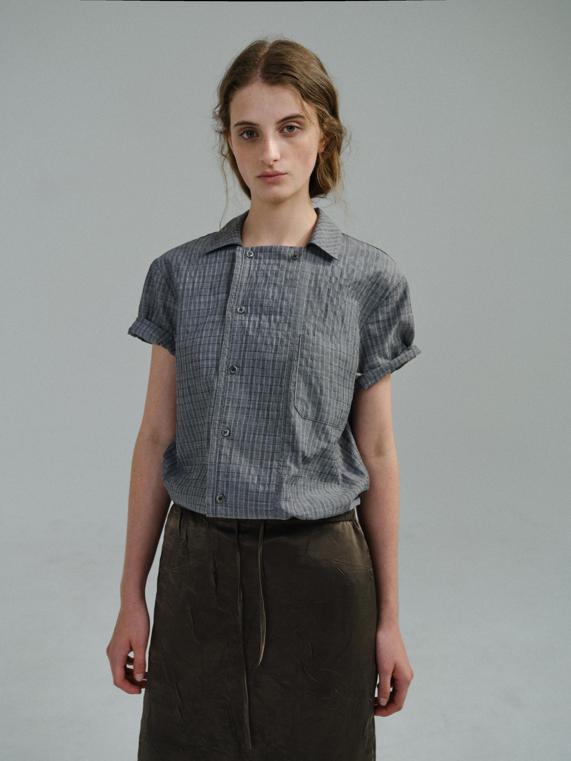 double structure shirt (grey check)