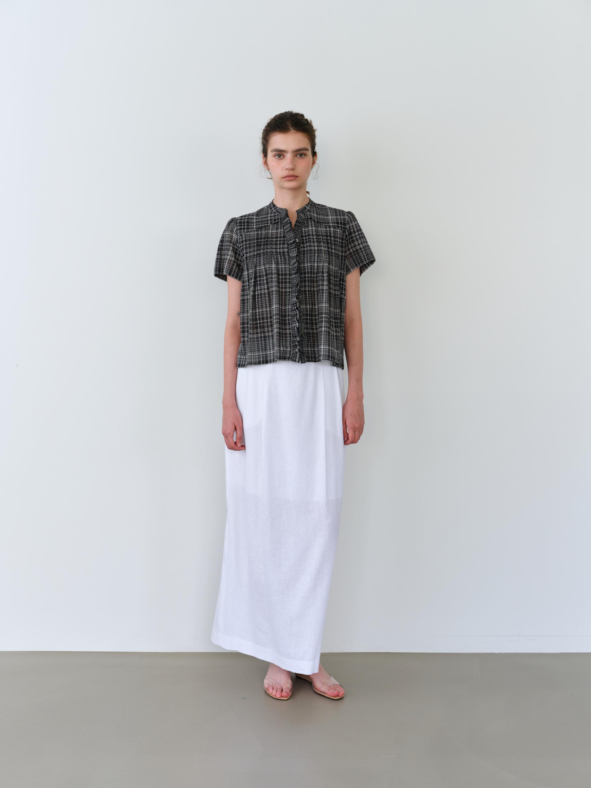 [2차 재입고] lace cap blouse (black check)