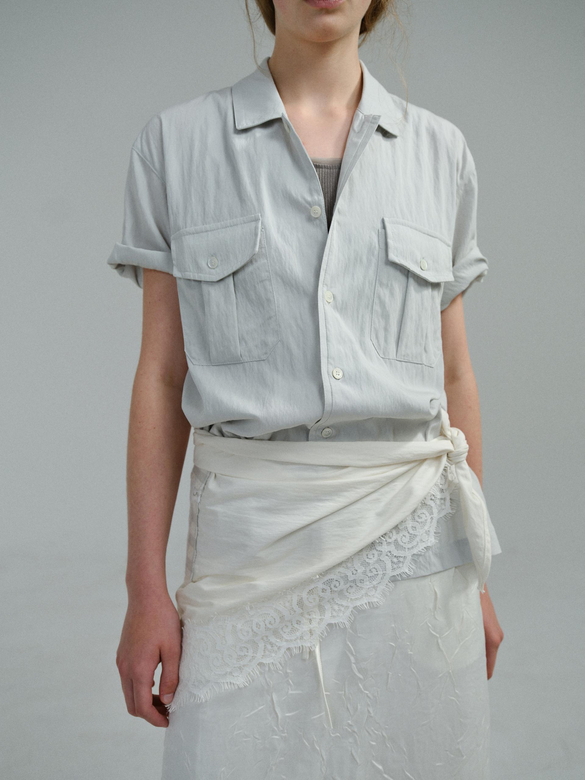 [13차 재입고 5/22 순차배송] wrinkled lapel shirts (mint grey)