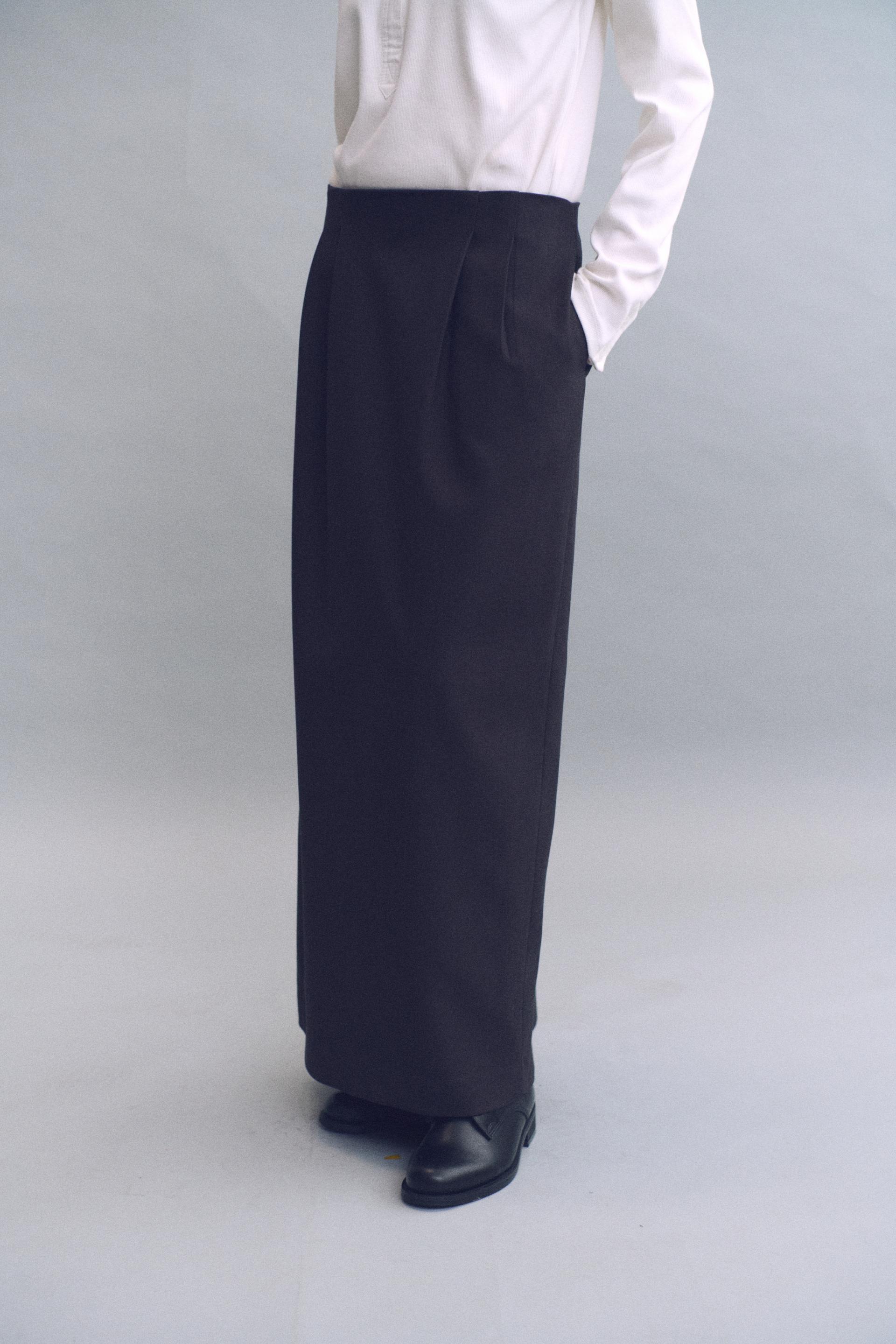tuck maxi wool skirt (charcoal)