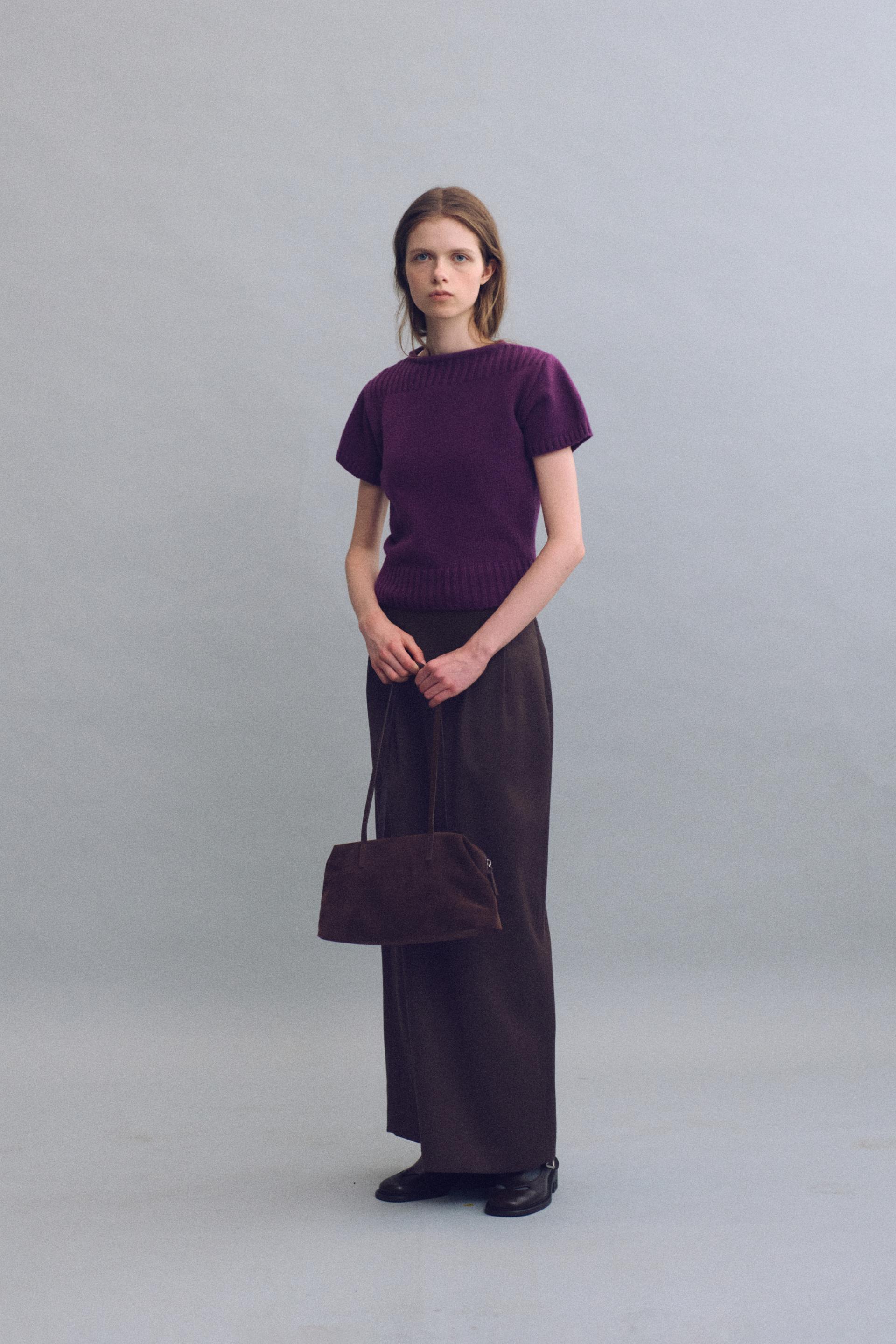 boat-neck half knit (purple)