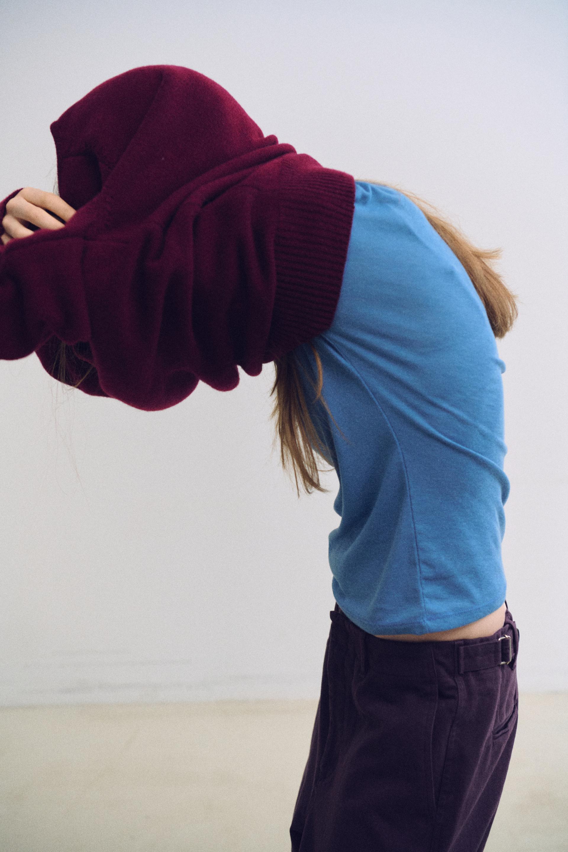 pipe v-neck knit (wine)