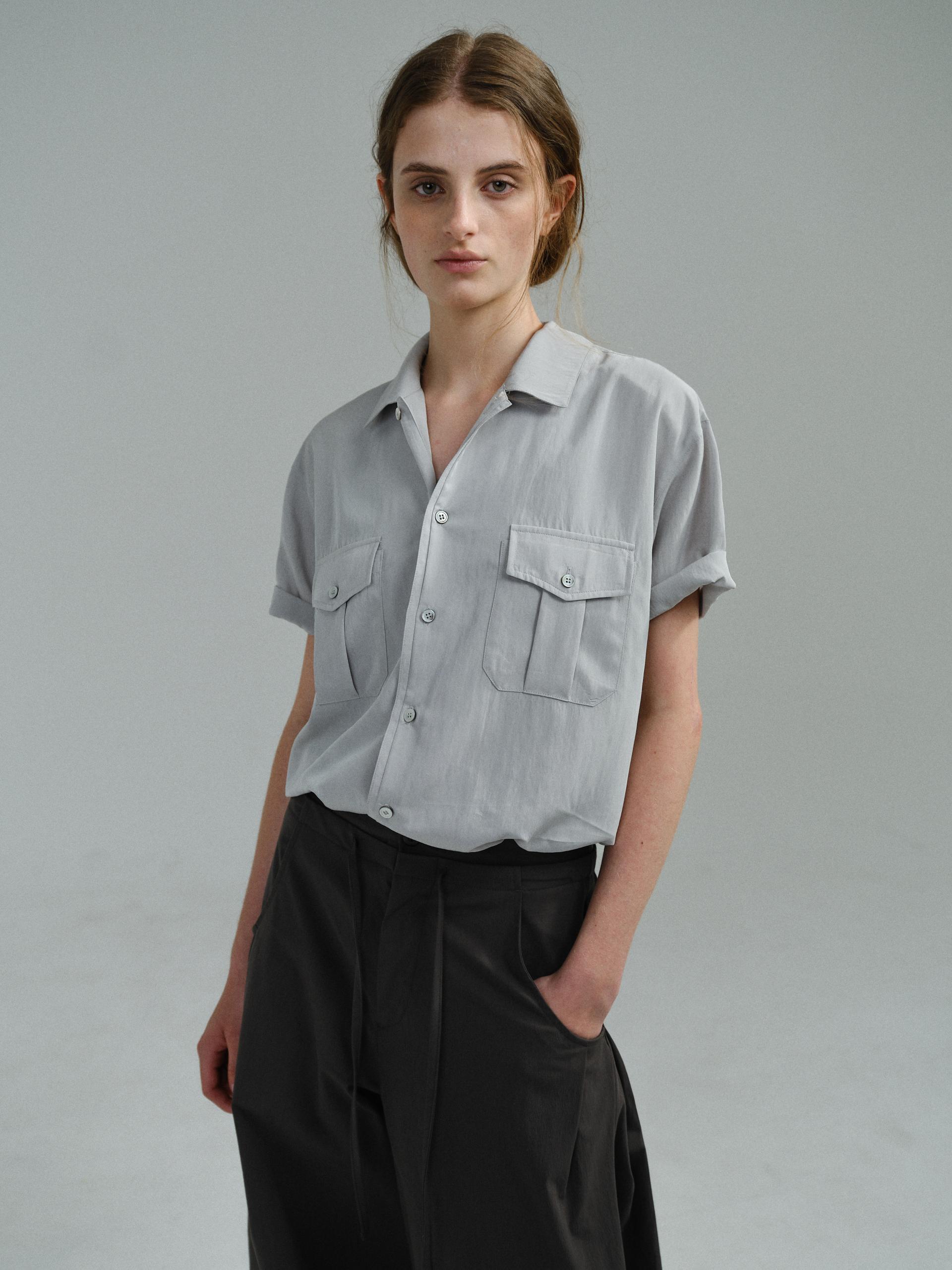 wrinkled lapel shirts (dusty sky)