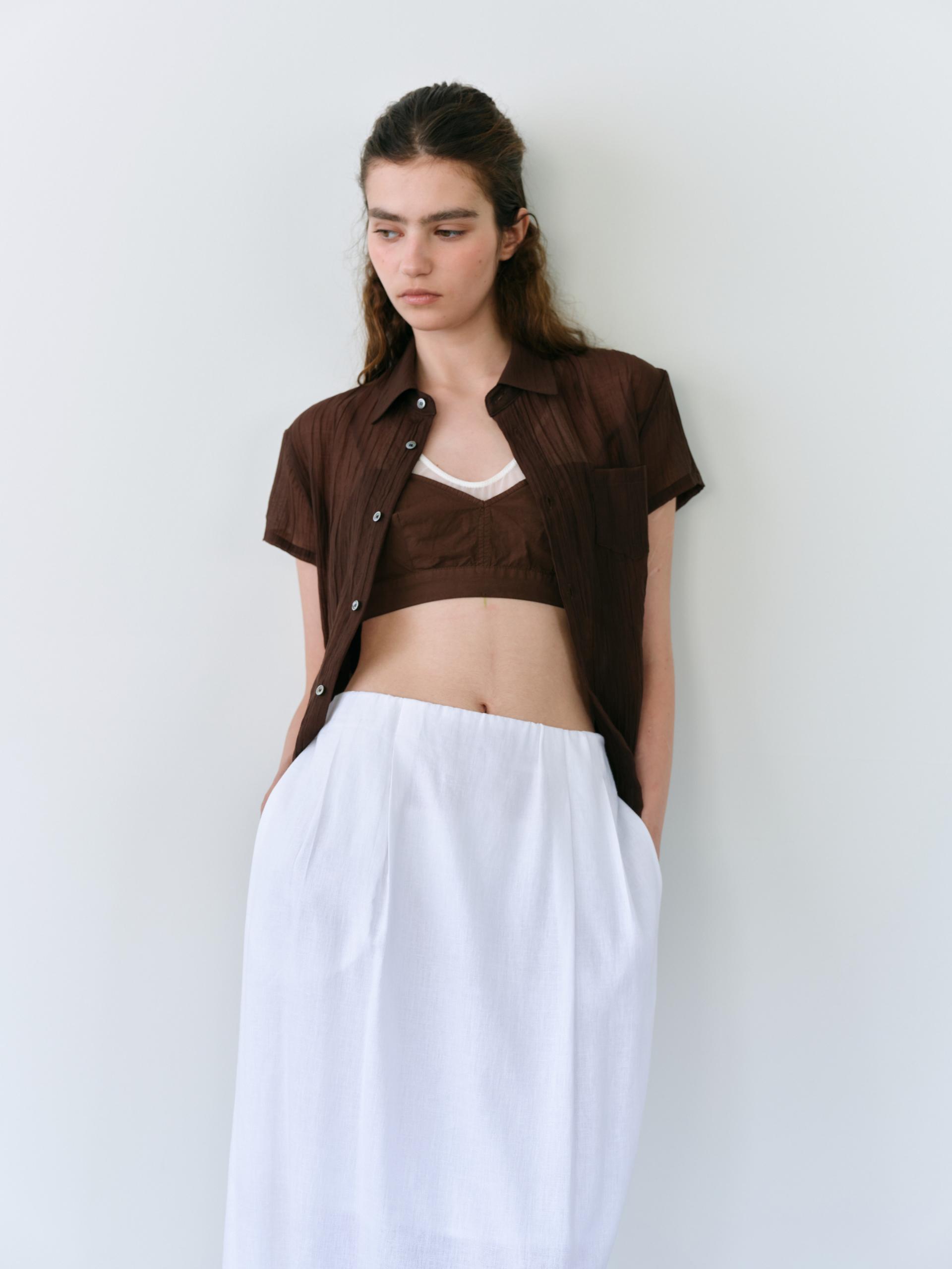 tuck maxi skirt (white)