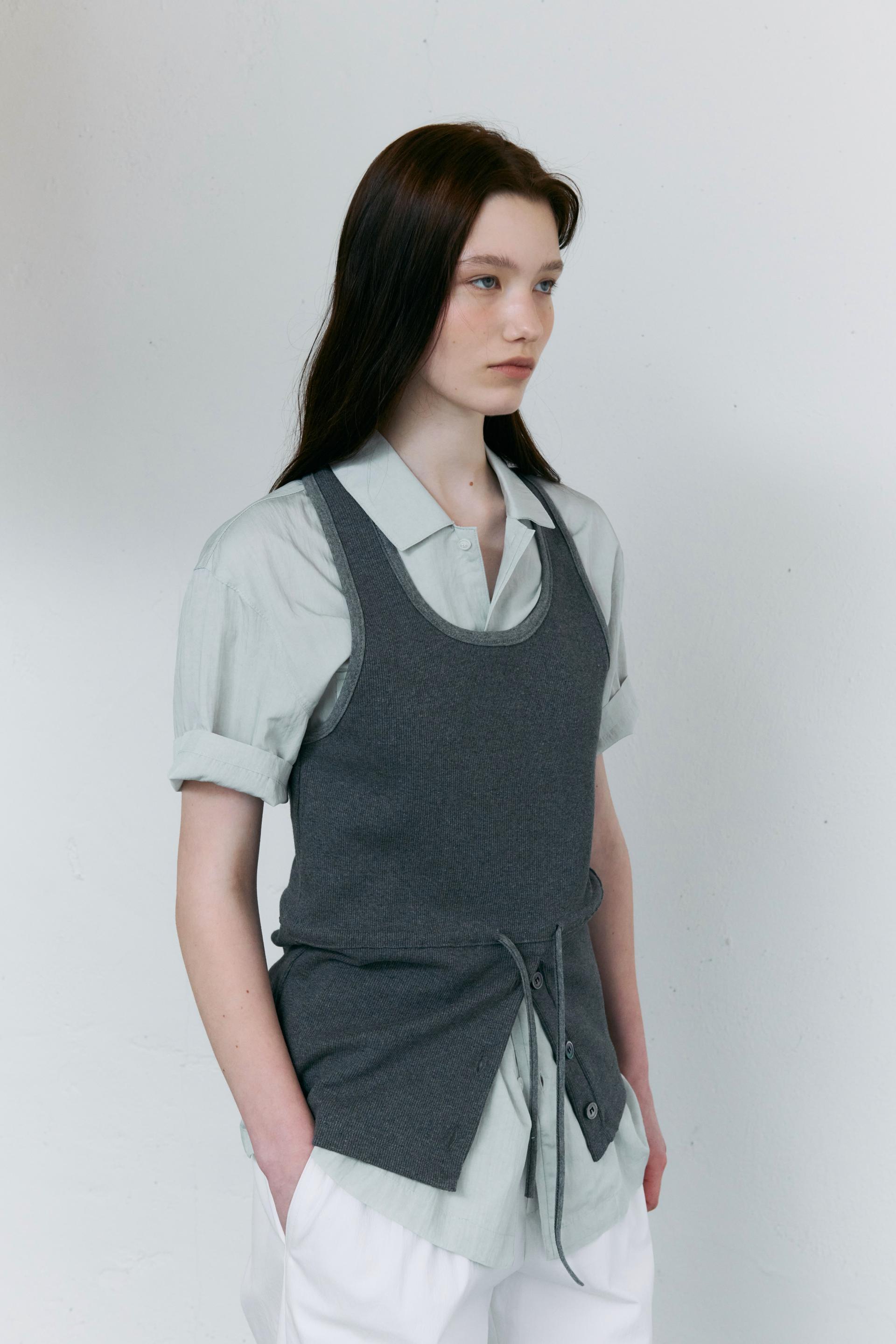 [13차 재입고 5/22 순차배송] wrinkled lapel shirts (mint grey)