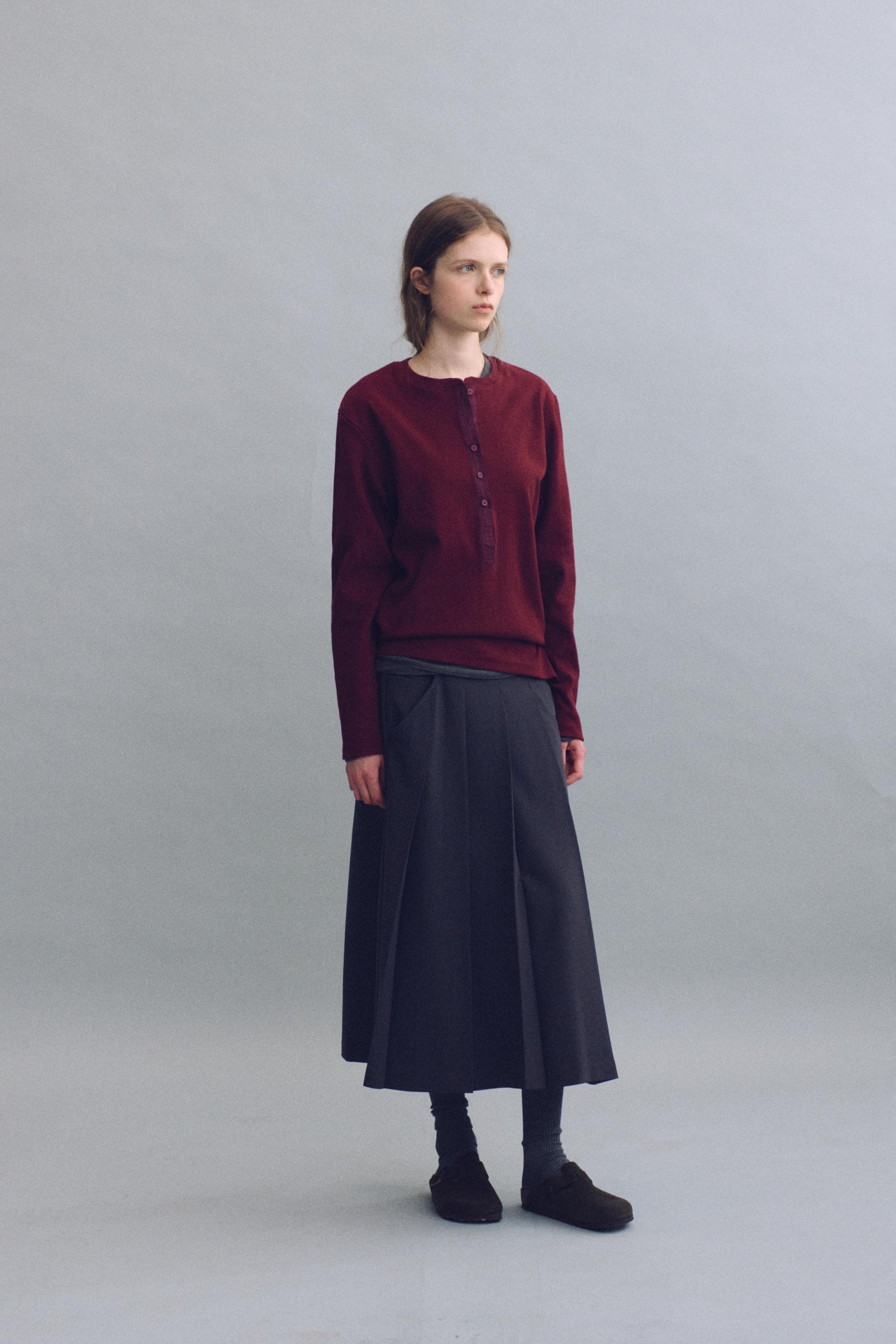 double pocket pleats skirt (charcoal)