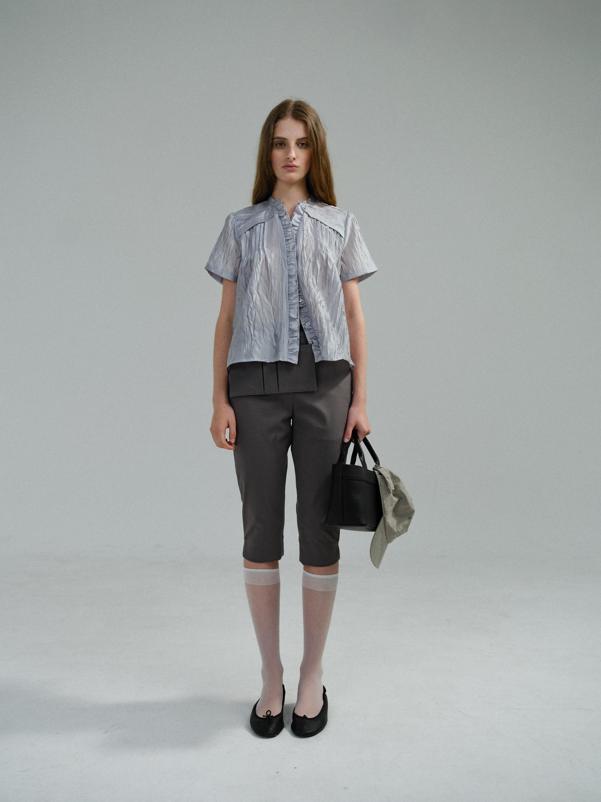 frill pintuck blouse (silver)